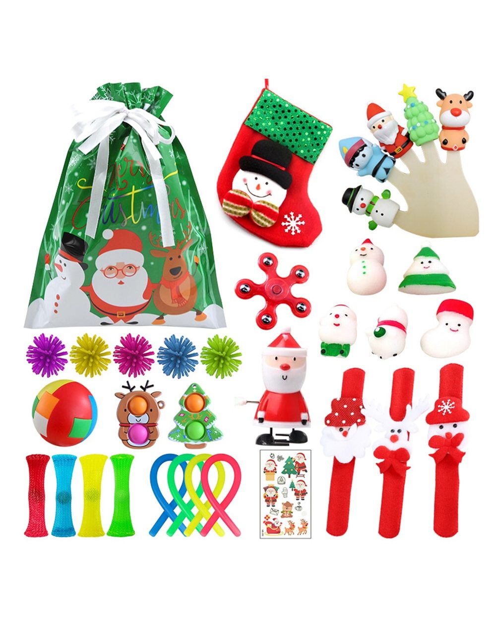 33pcs Christmas Set Push Bubble Fingertip Toys Anti-Stress Suit Squeeze Crafts Creative Birthday Gift for Children front-0