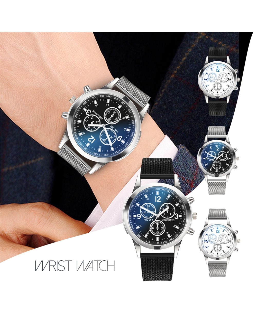 Men Watches Top Brand Luxury Watches Quartz Watch Stainless Steel Dial Casual Bracele Watch For Men Relógio Masculino front-3