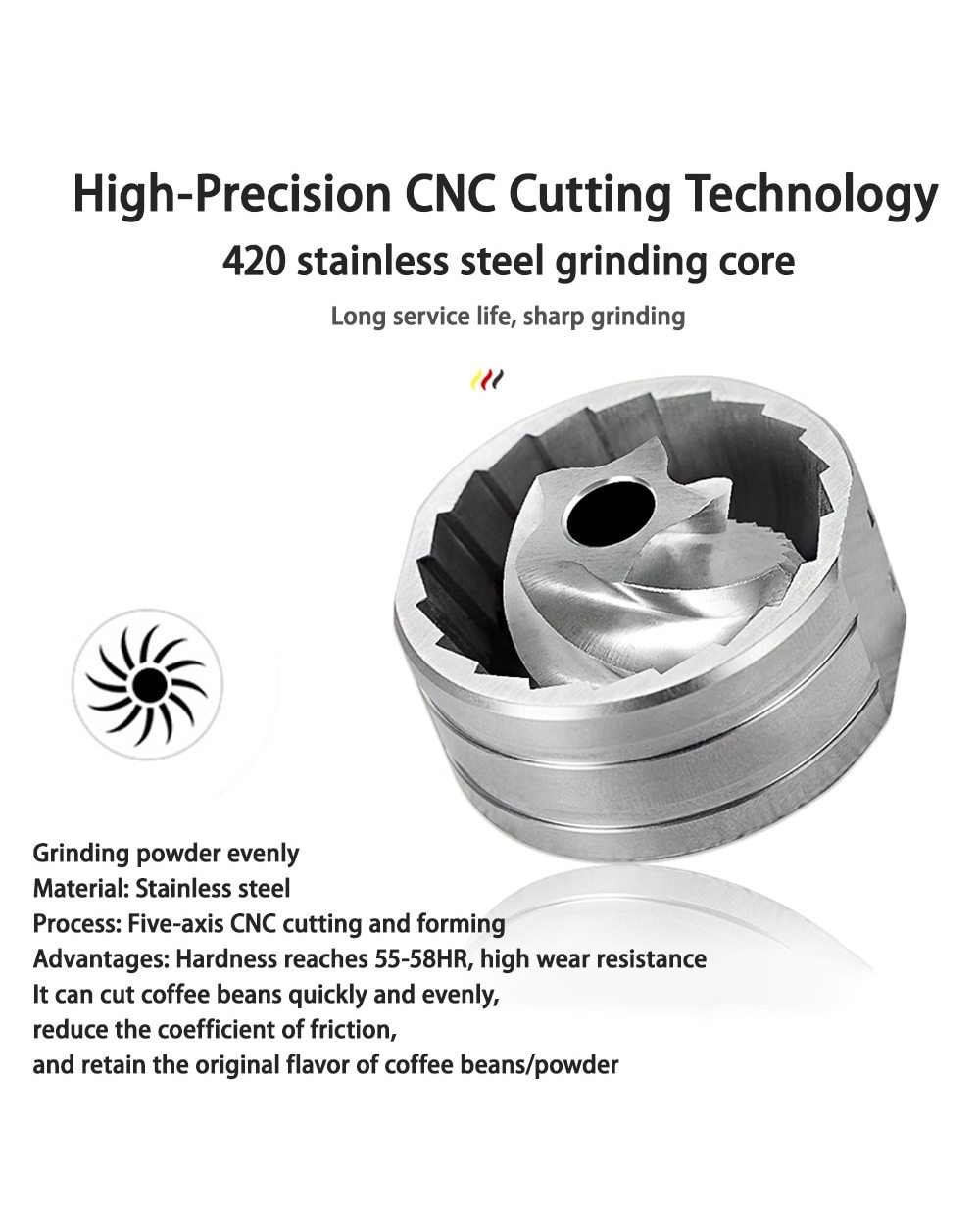 38Mm Manual Coffee Grinder Stainless Steel Coffee Mill front-4