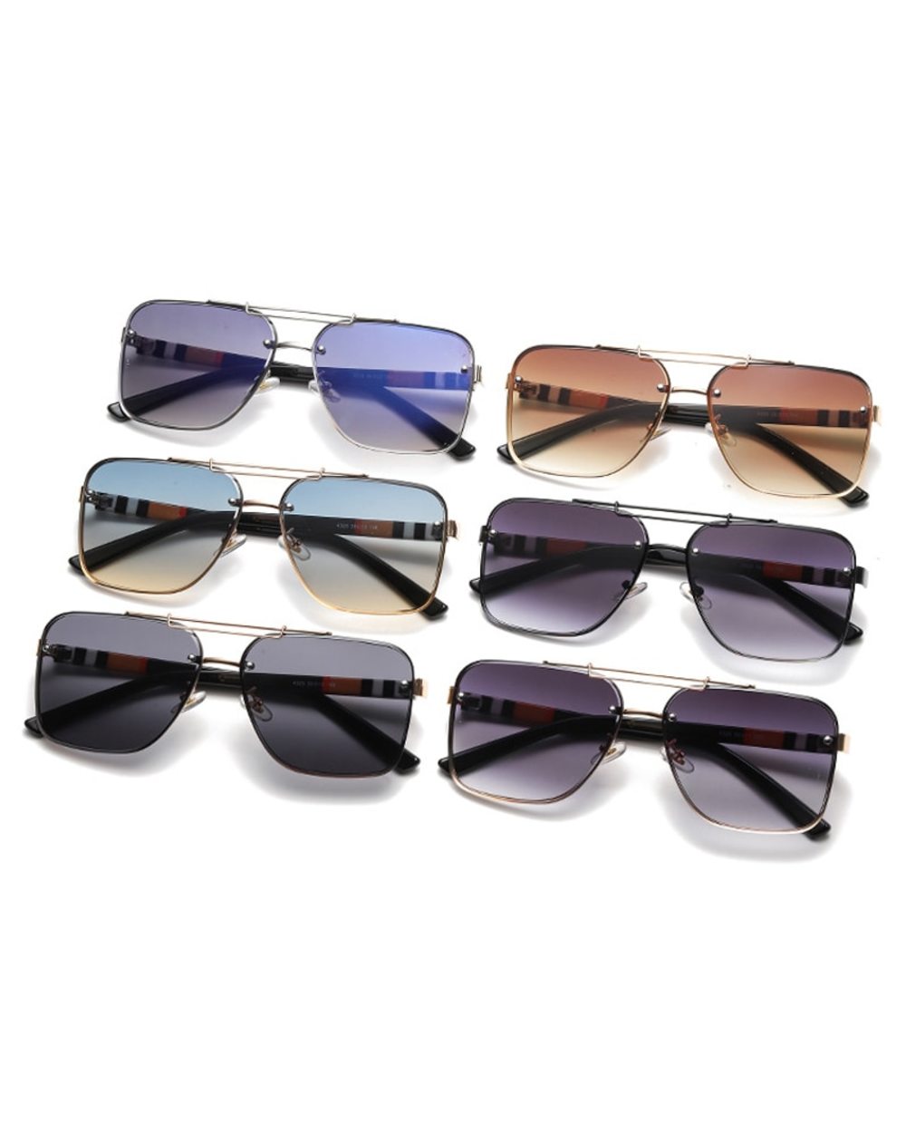 Hbk Punk Rimless Sunglasses Men Luxury Brand Steampunk Oval Frameless Sun Glasses For Male Metal Frame Stripe Legs Shad front-4
