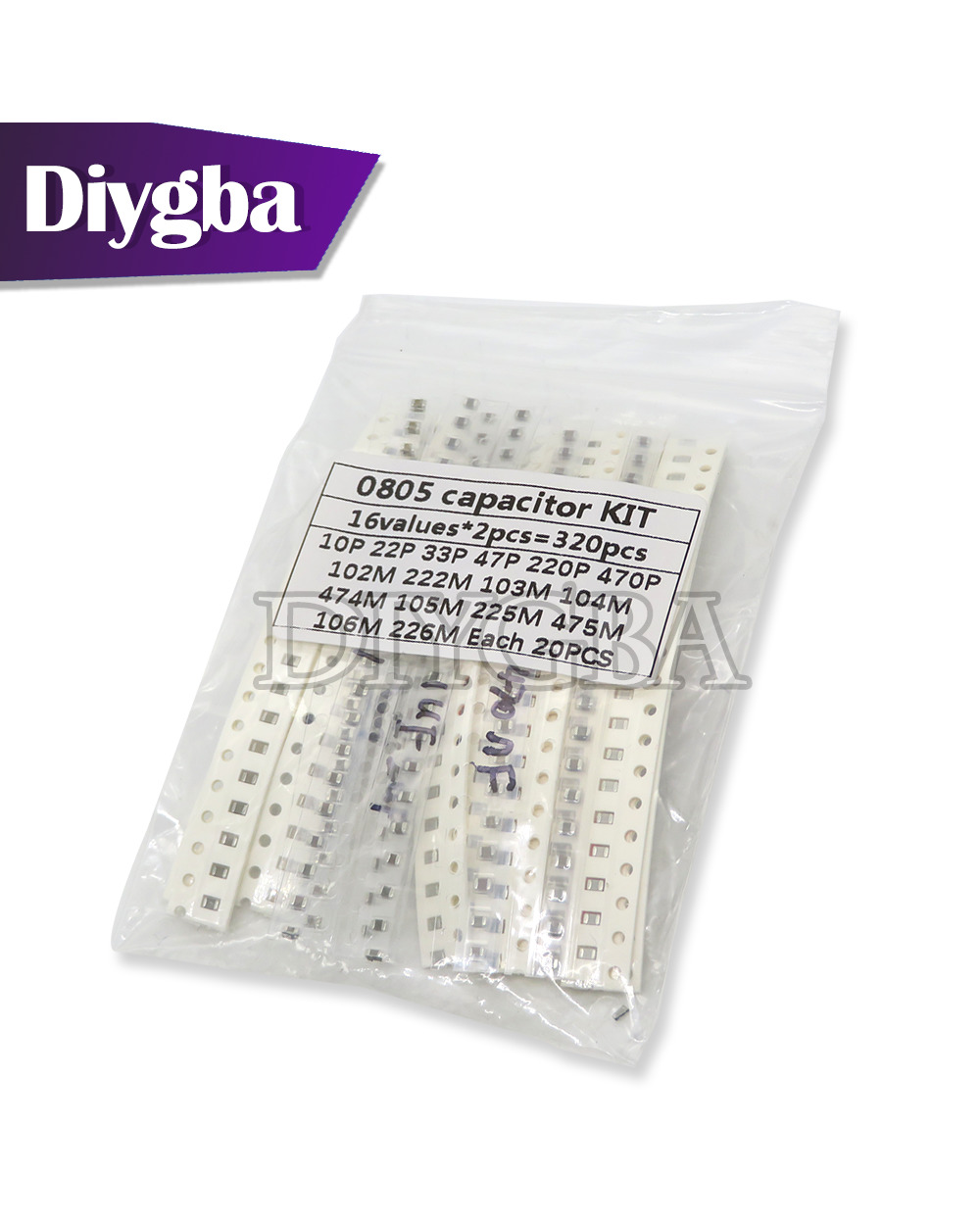 320Pcs 720Pcs 2500Pcs 0603 0805 1206 Smd Capacitor Kit Assorted Kit Diygba 16/36/50 Values 1Pf 4.7Pf 6.8Pf 1Nf 1Uf 4.7U front-2