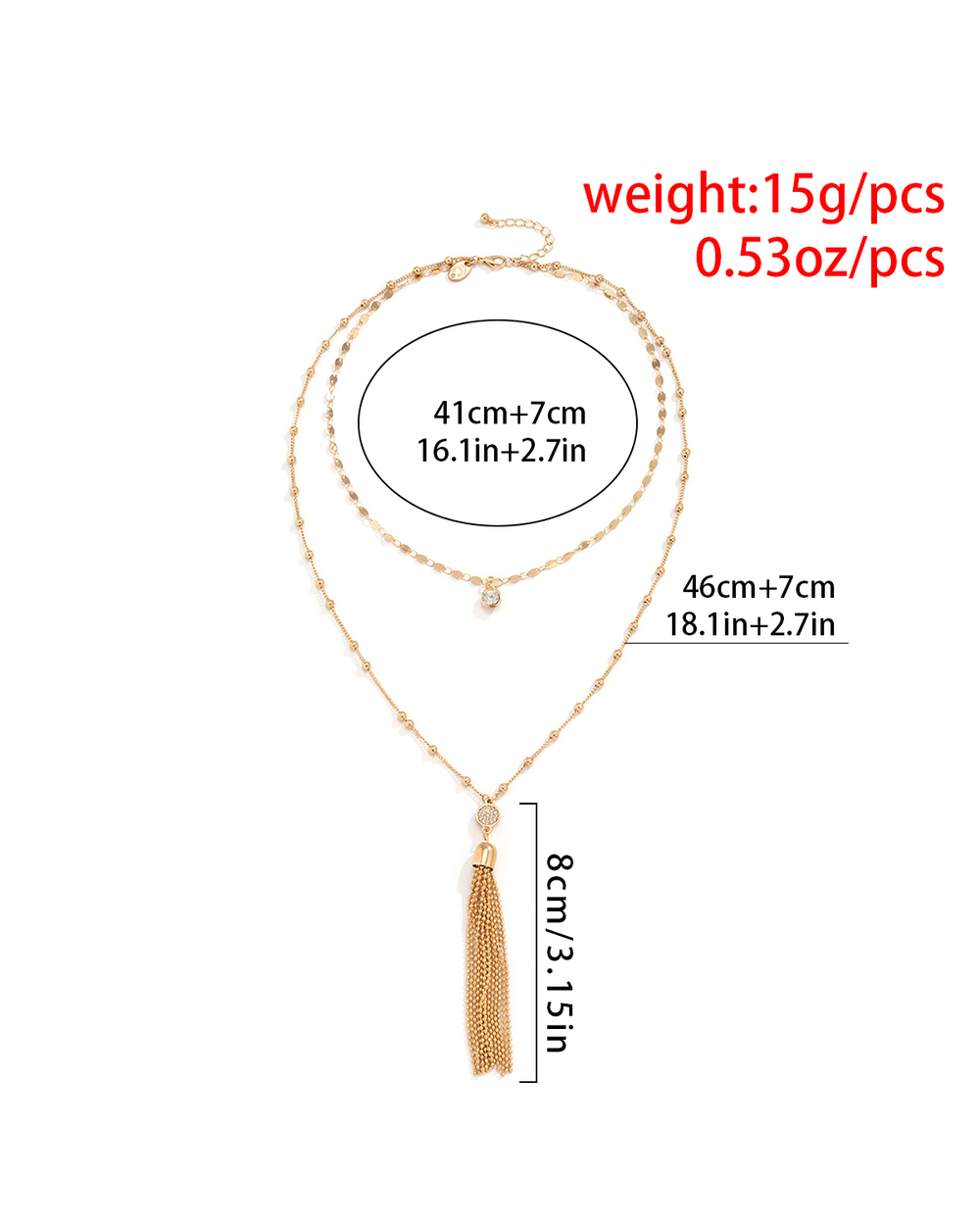 Metal Chain Tassel Pendant Necklace front-5
