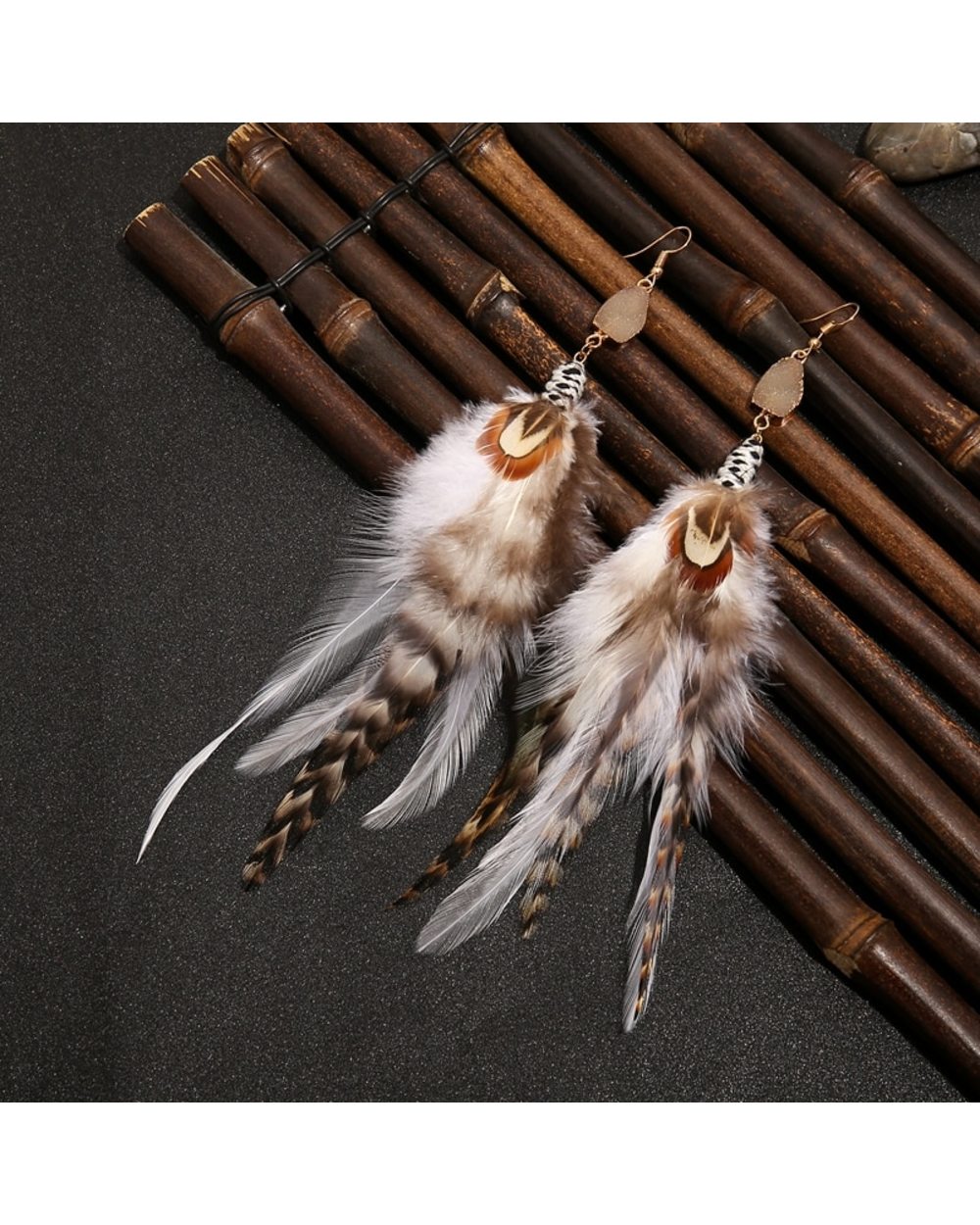 Native boho feather earringCrystal Jewel earringsearrings for womenBohemia front-1