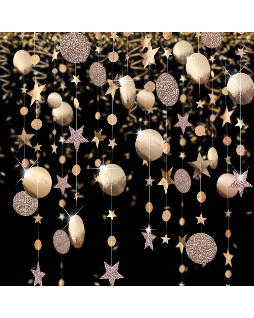Christmas Decoration Gold Silver Star Round Paper Garlands Baby Shower Party Decorations Banners Christmas Supplies front-0