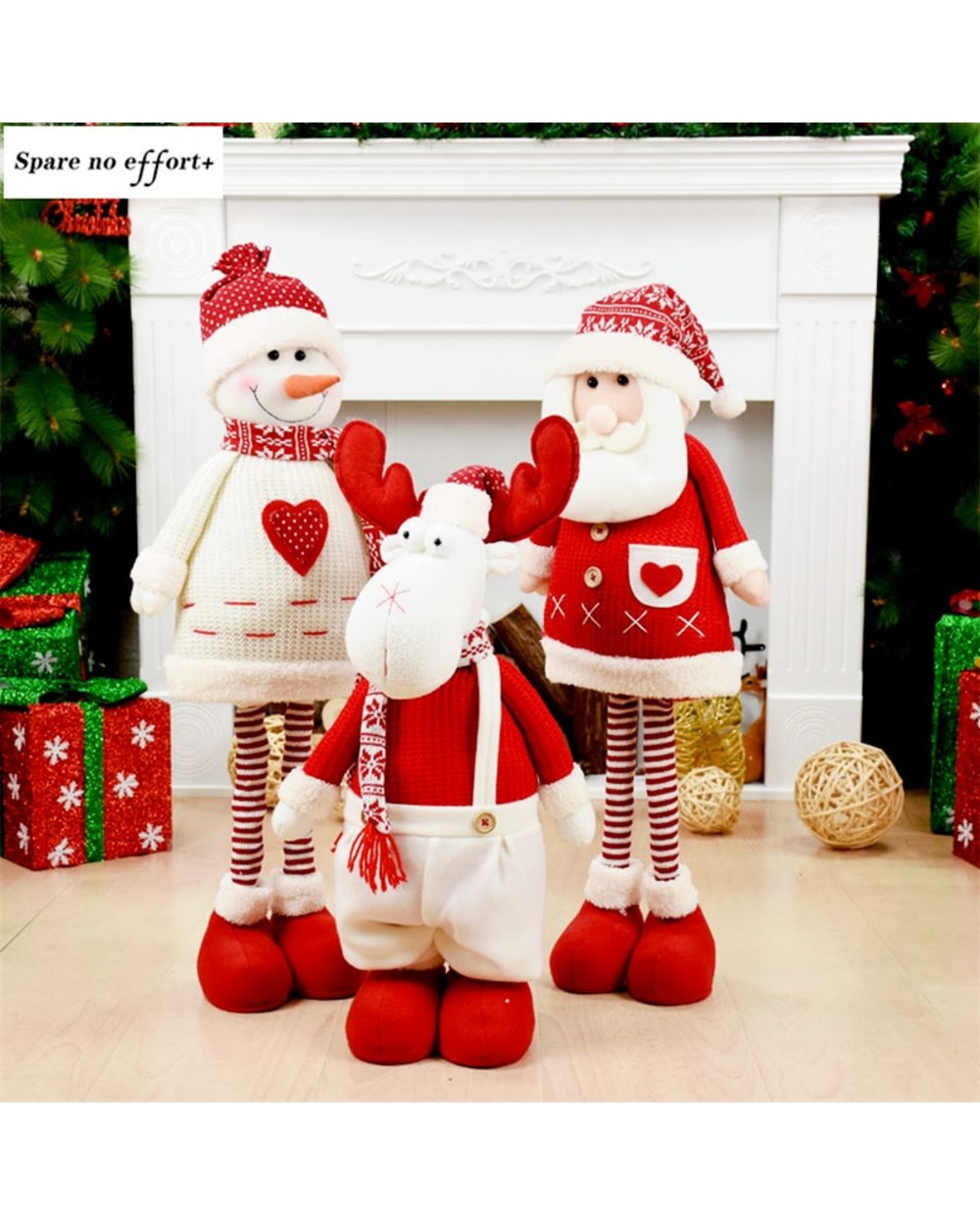 Retractable Xmas Reindeer Doll christmas decoration Figurine New Year Elk Toys Kid Xmas Gift Christmas tree Ornaments front-2