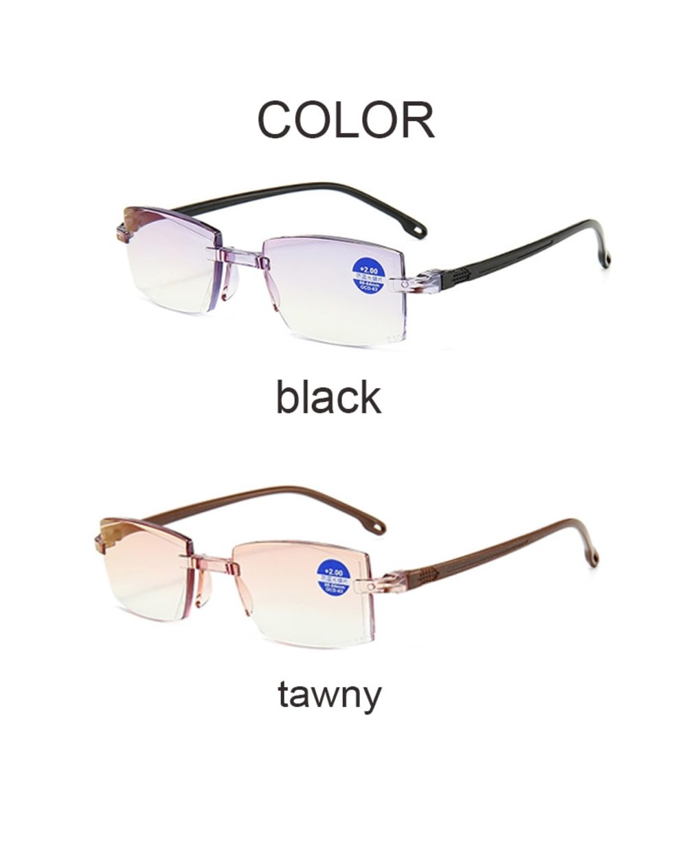 Rimless Reading Glasses Men Women Bifocal Far Near Anti Blue Light Presbyopic Glasses Magnification Eyewear Diopter +10 front-4