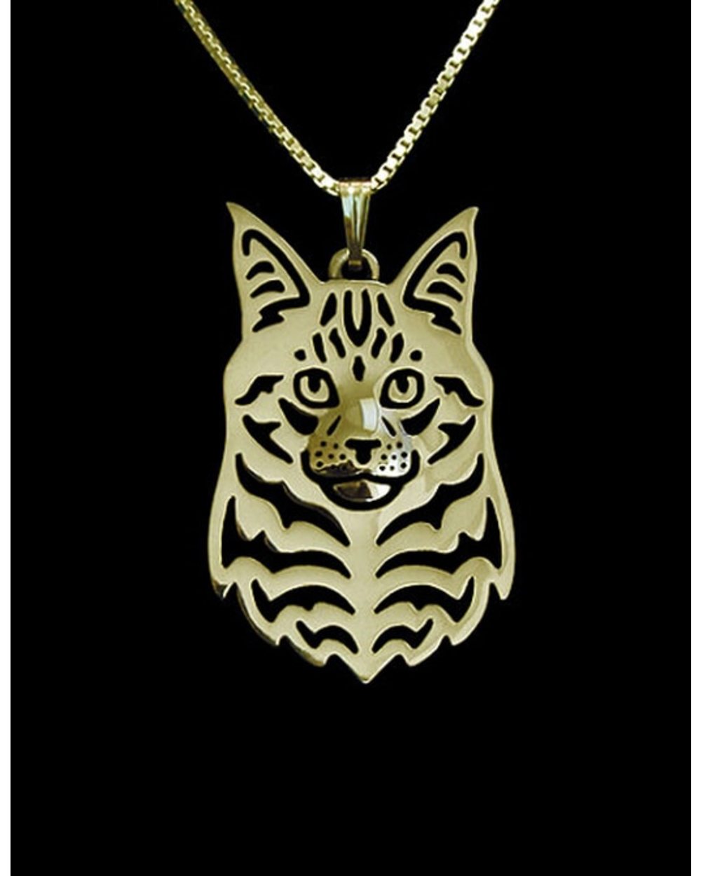 Maine Coon Cat necklace Handmade necklace Carved hollow pendant jewelry golden colors plated fast delivery front-1