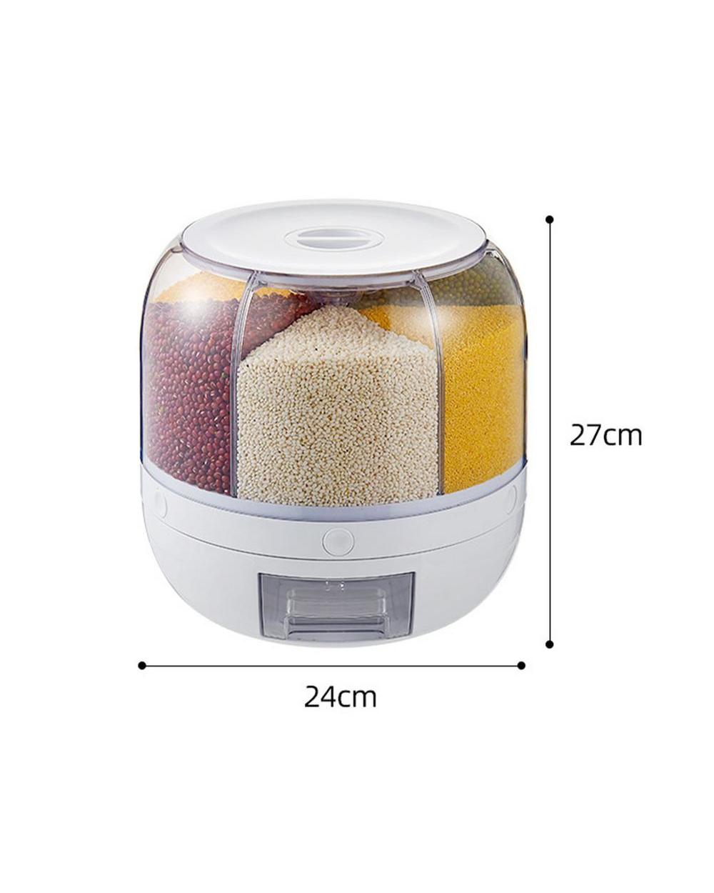 Dry Food Container Round Rice Storage 6-Grid Grain Rice Bucket front-4