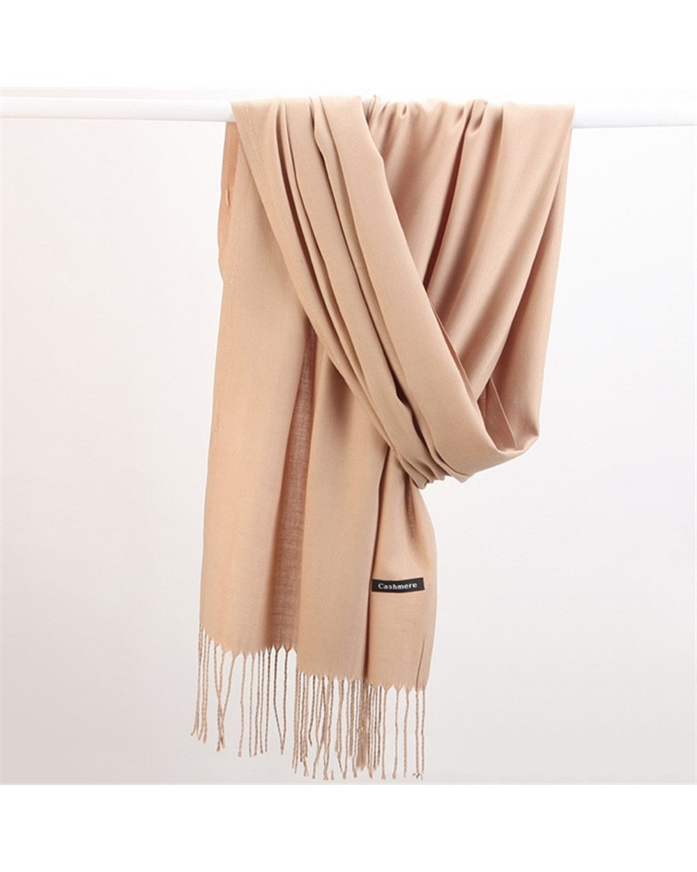 Women Solid Scarf Cashmere Pashmina Shawls Tassel Hijab Head Wraps Femme Thin Autumn Winter Tassel Scarves Bandana 2022 front-3