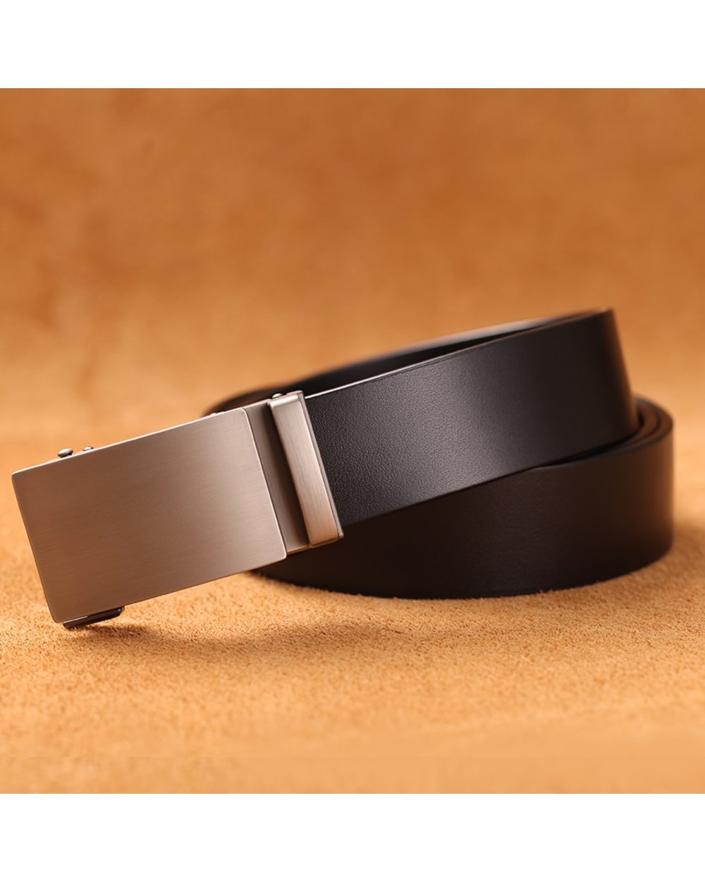Genuine Cow Leather Automatic Belt For Men Formal Automatic Buckle Belt Genuine Leather Mens Business Strap front-2