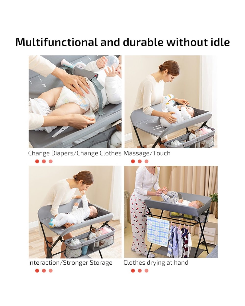 Baby Shining Baby Crib/Bed/Cot Baby Diaper Changing Table Clothes Changing Multi-Function Newborn Baby Care Table front-2