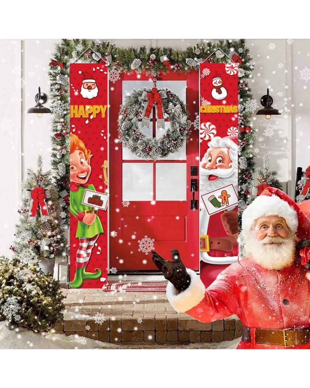 Santa Claus Elf Banner Christmas Ornaments Merry Christmas Decorations for Home Happy New Year 2022 Xmas Gifts Navidad front-3