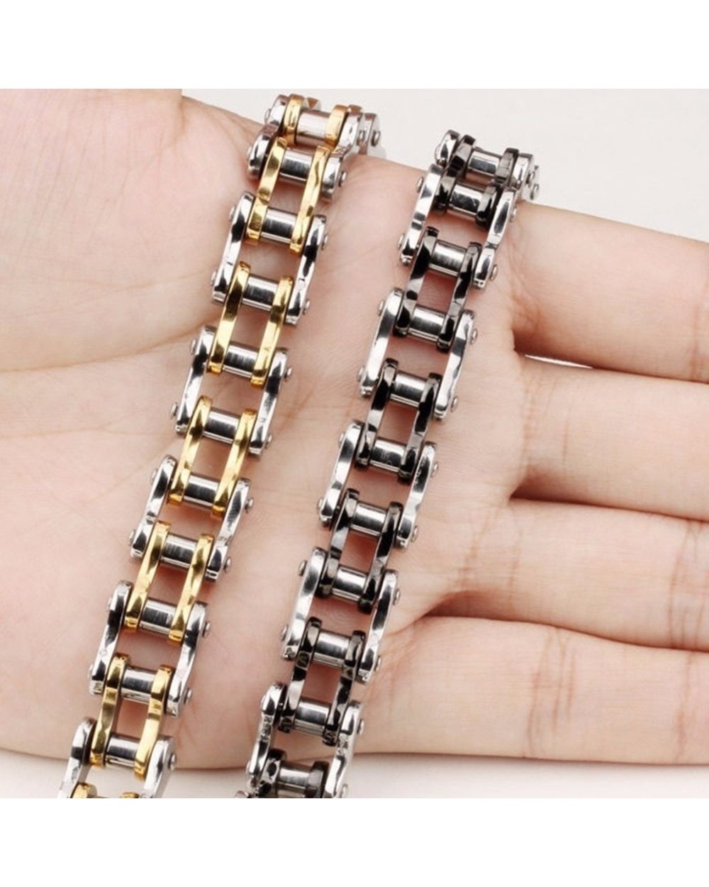 Stainless Steel Biker Chain Bracelet Mens Bracelet Link Chain Motorcycle Bicycle Style Bracelets front-4