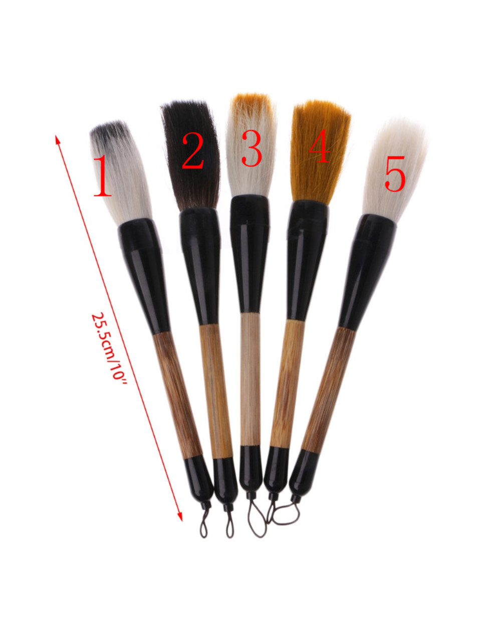 5 Styles Chinese Calligraphy Brush Pen Goat Hair Bamboo Shaft Paint Brush Art Stationary Oil Painting Brush front-5