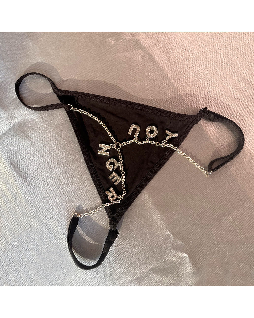 Custom Waist Chain Belt For Women Sexy Rhinestone Thong Body Chain Letter Belly Chain Personalized Underwear Body Jewe front-3
