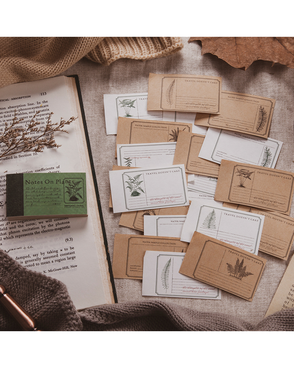 Journamm 100Pcs Vintage Plant Kraft Paper Deco Retro Stationery Supplies Litmus Paperjunk Journal Label Scrapbooking Ma front-4
