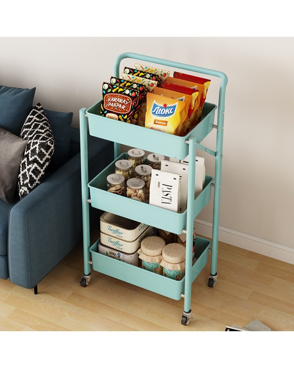 Installation-free Cart Rack Portable Foldable Storage Rack front-2