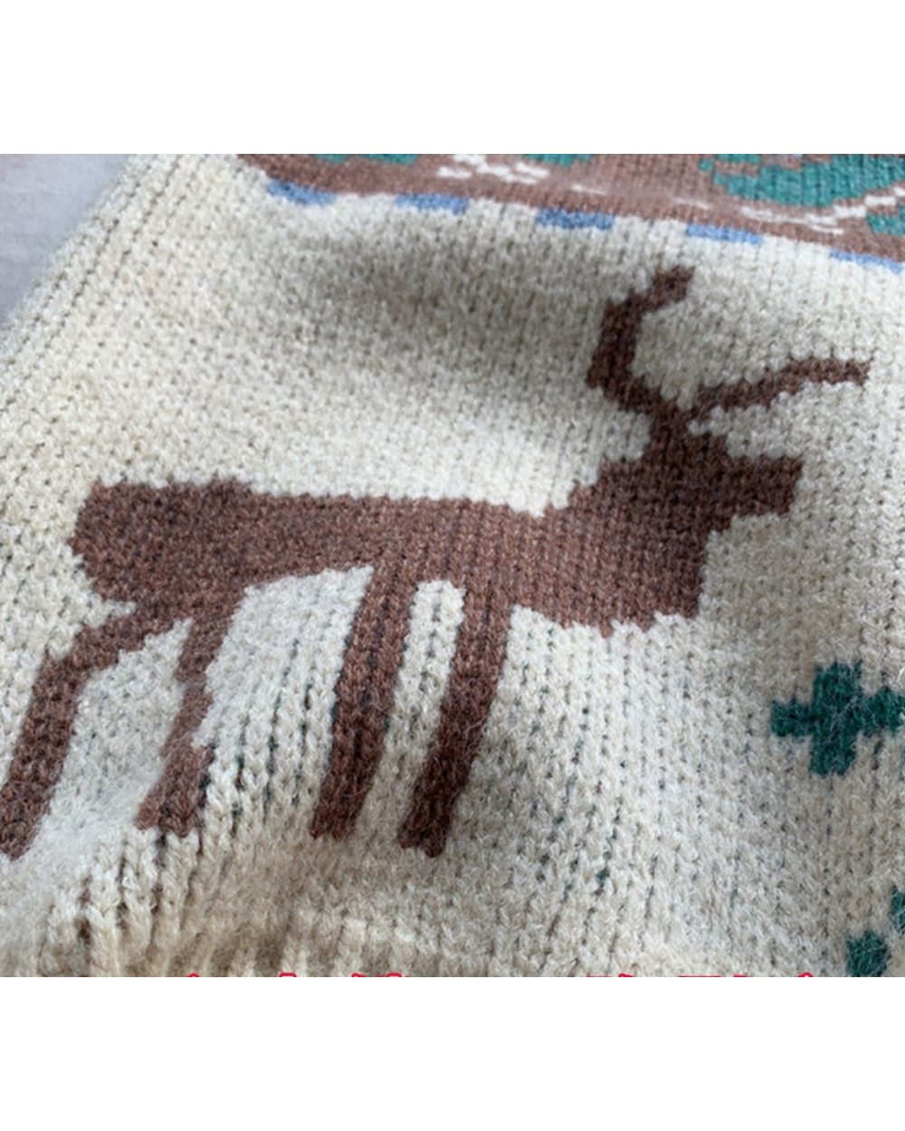Fashion Deer Cartoon Print Women Cardigan Autumn Loose Knitted Sweater V-neck Single Breasted Christmas Ladies Cardigans front-4