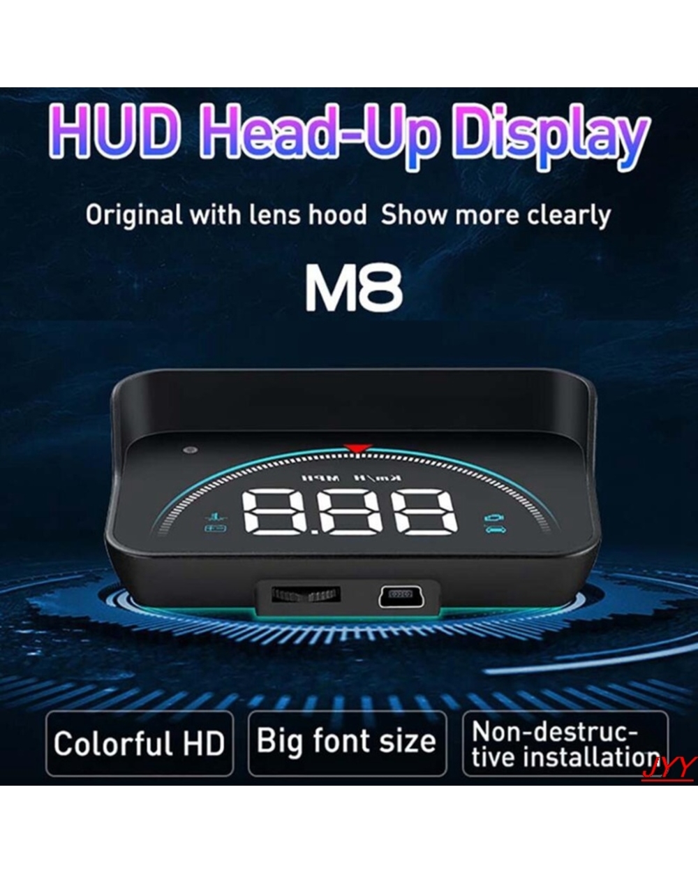 M8 Car Hud Head Up Display Obd2 Ii Euobd Overspeed Warning System Projector front-0