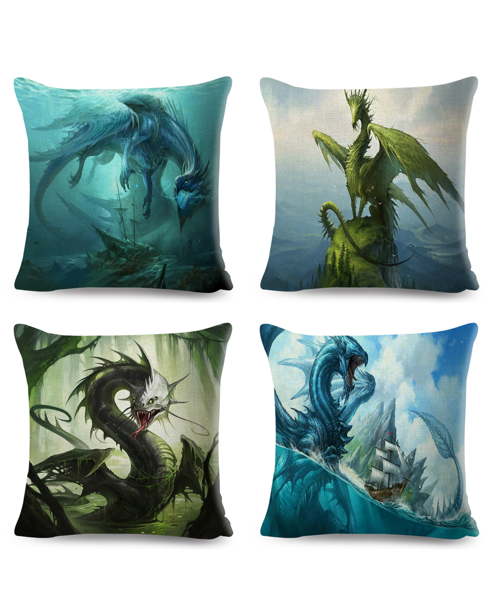 Cartoon Dragon Pattern Cushion Cover Decor Animal Printed Pillow Case for Car Sofa Home Living Room Pillowcases front-2