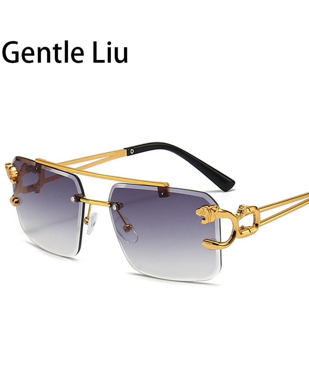 Vintage Square Rimless Sunglasses Women 2022 Luxury Brand Frameless Sun Glasses For Men Leopard Eyewear Lunette De Sole front-2