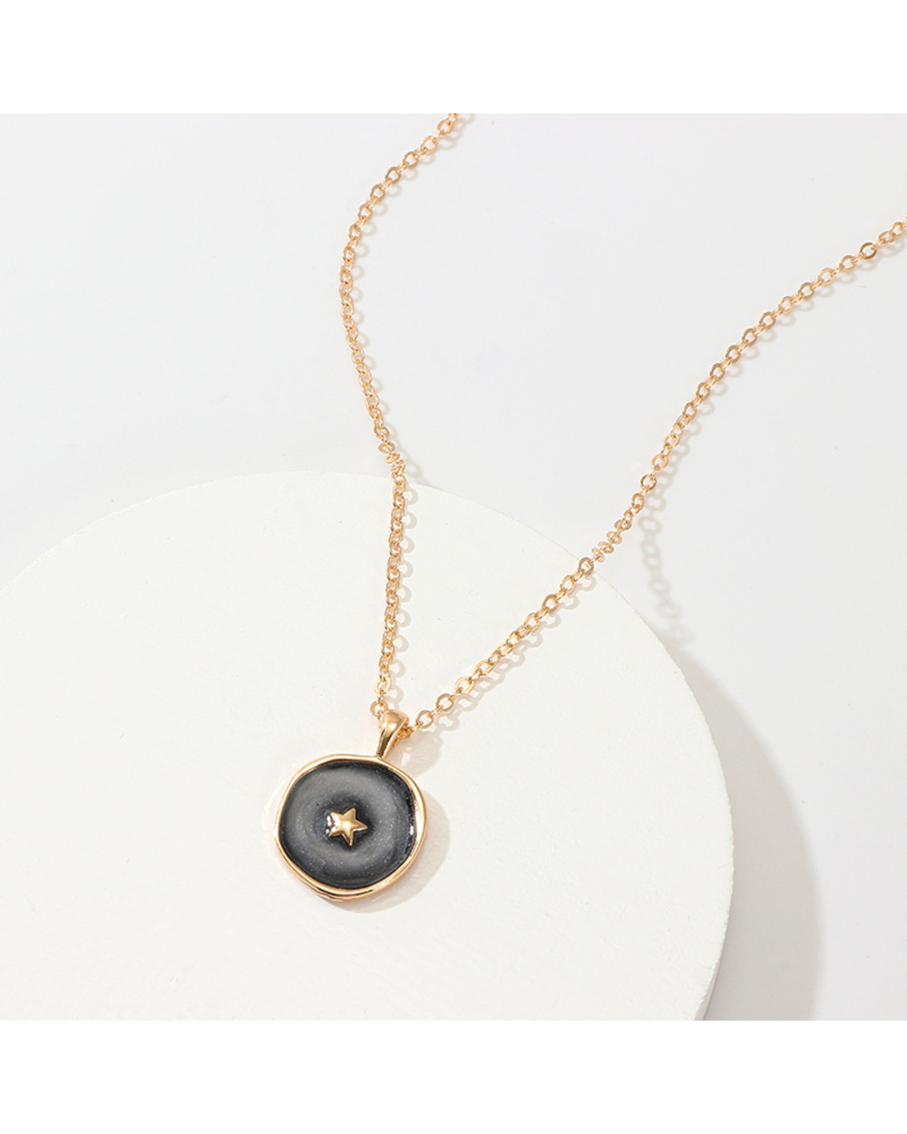 Fashion Round El Moon Star Round Pendant Necklaces For Women Trendy Long Chain Gold Choker Necklace Statement Jewelry front-5