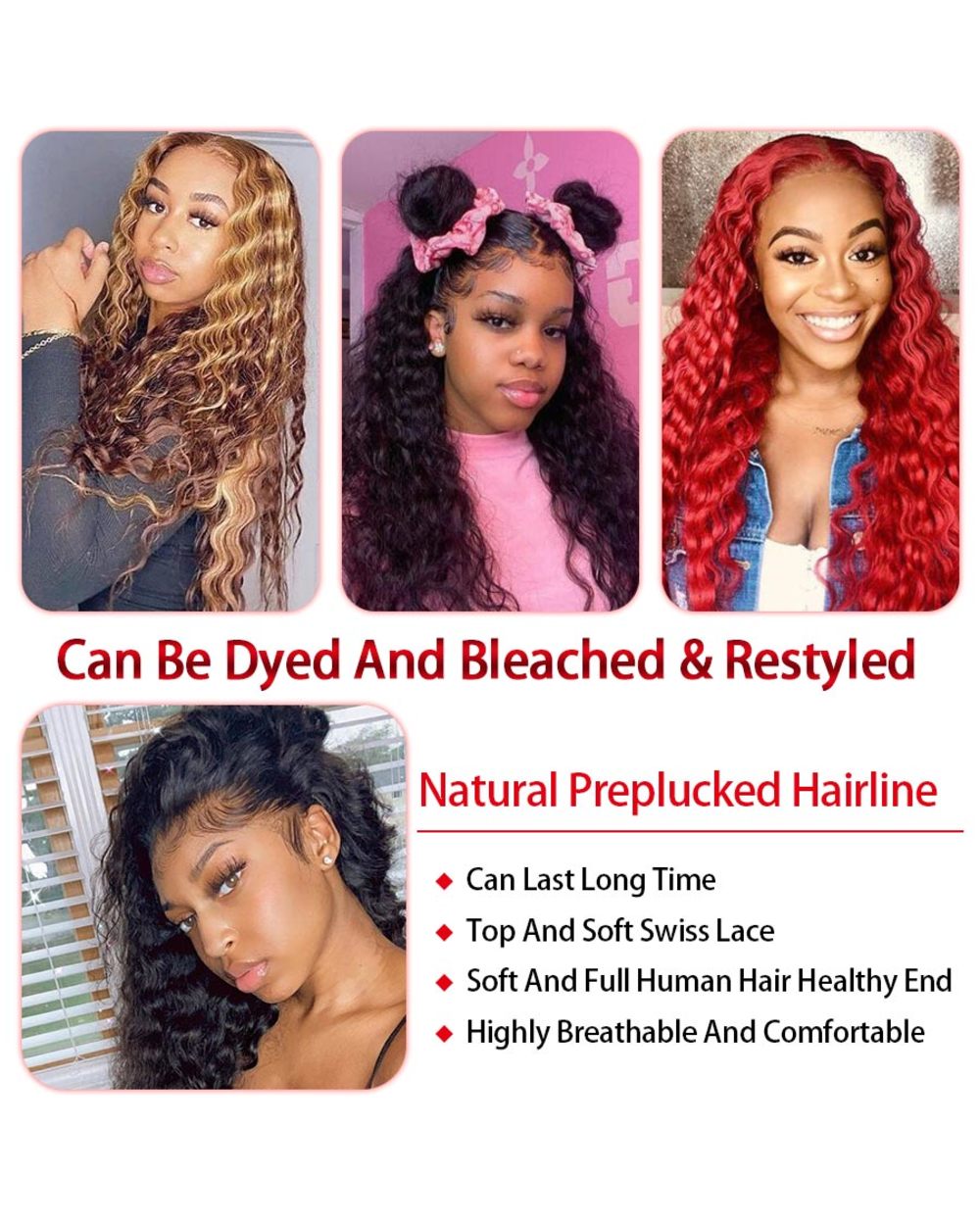 Hd Lace Frontal Wig Deep Wave Frontal Wig Brown Loose Deep Wave Wig Wet And Wavy Lace Front Colored Tpart Curly Human front-2