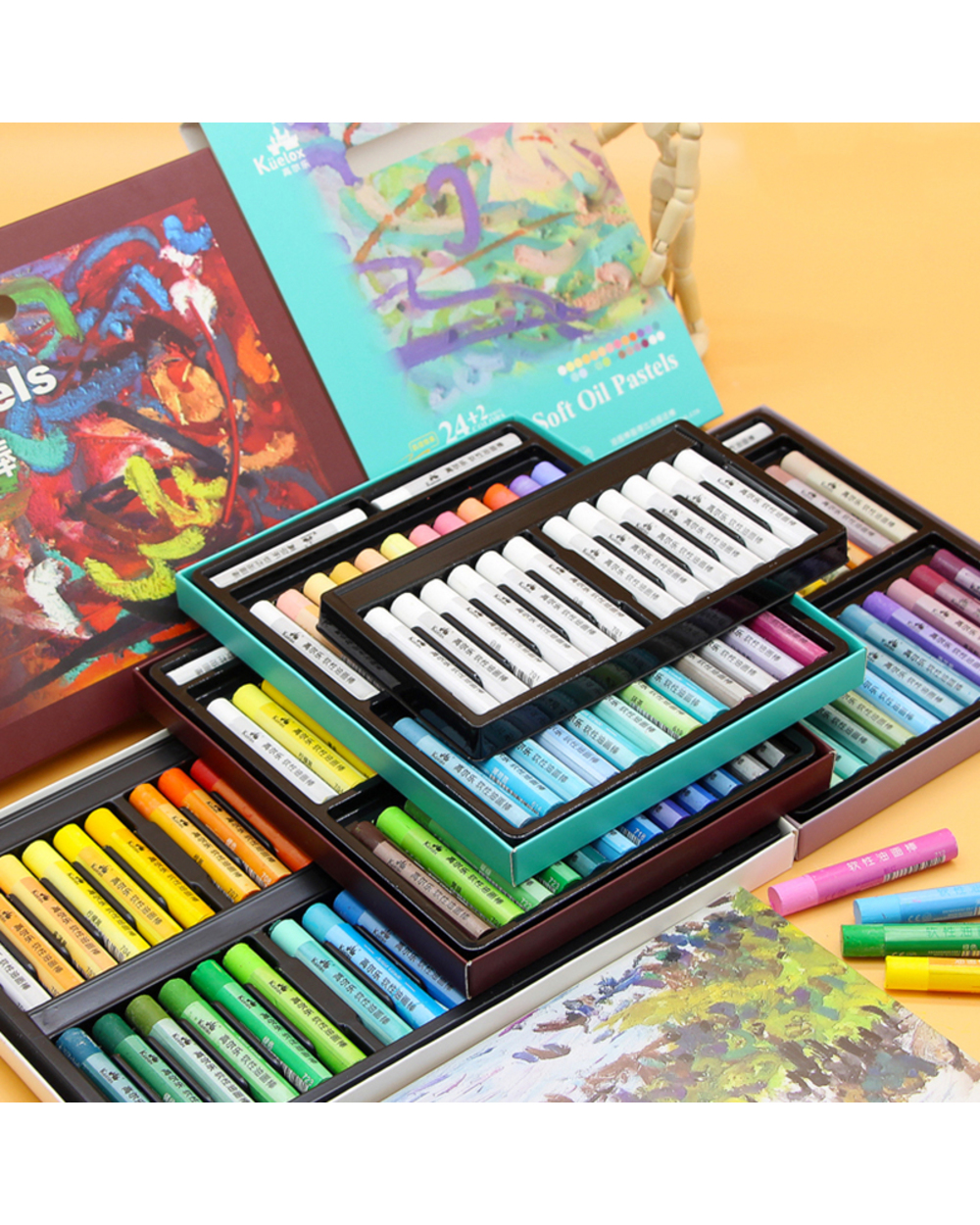Kuelox Art Soft Oil Pastel/Crayon Macaron/Morandi/Artist Grade 12/24/36 Colors For Artist/Student Graffiti Oil Pastel P front-2
