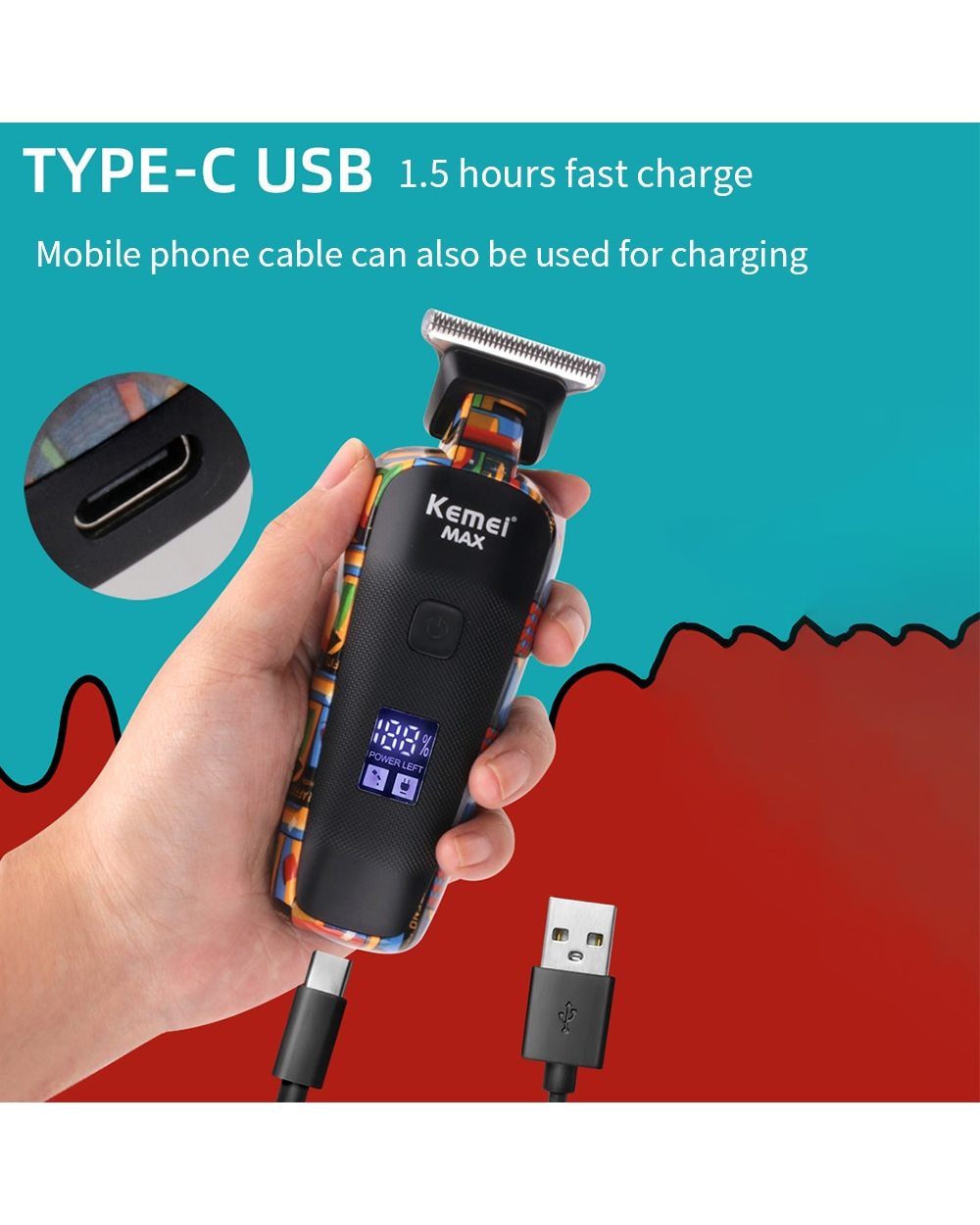 Kemei Hair Trimmer For Men Beard Trimer Professional Hair Clipper Electr Razor Hair Cutting Machine Haircut Electr Shav front-5