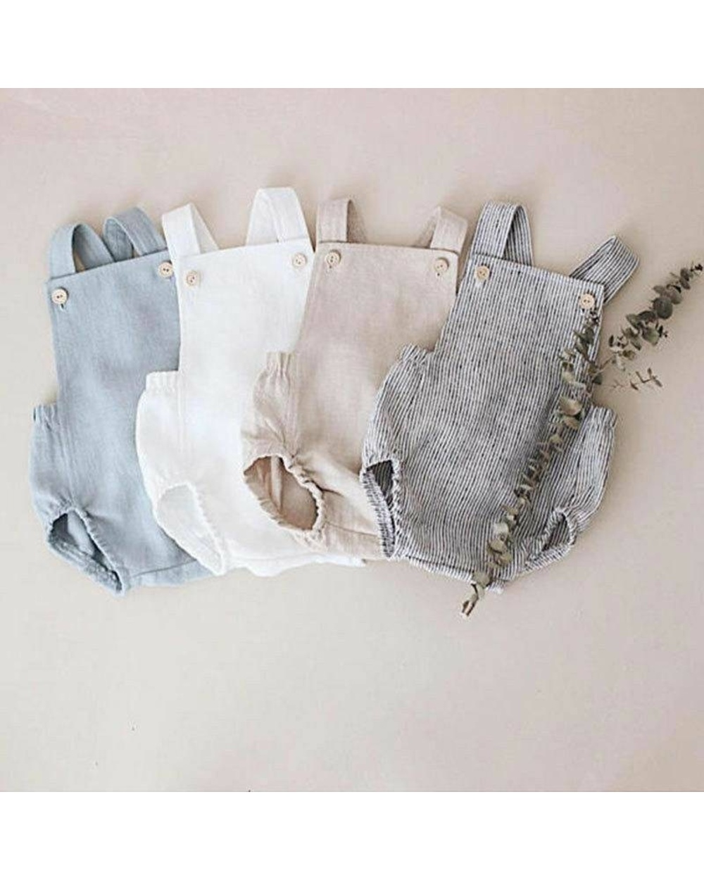 Baby Boys Romper Jumpsuits Linen Summer Button High Quality Rompers For New Born Toddlers Children Kids One-Pieces Boy front-0