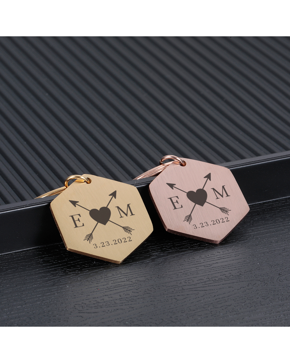Customized Name Couples Keychain Romantic Lover Couple Stainless Steel Keyring front-0