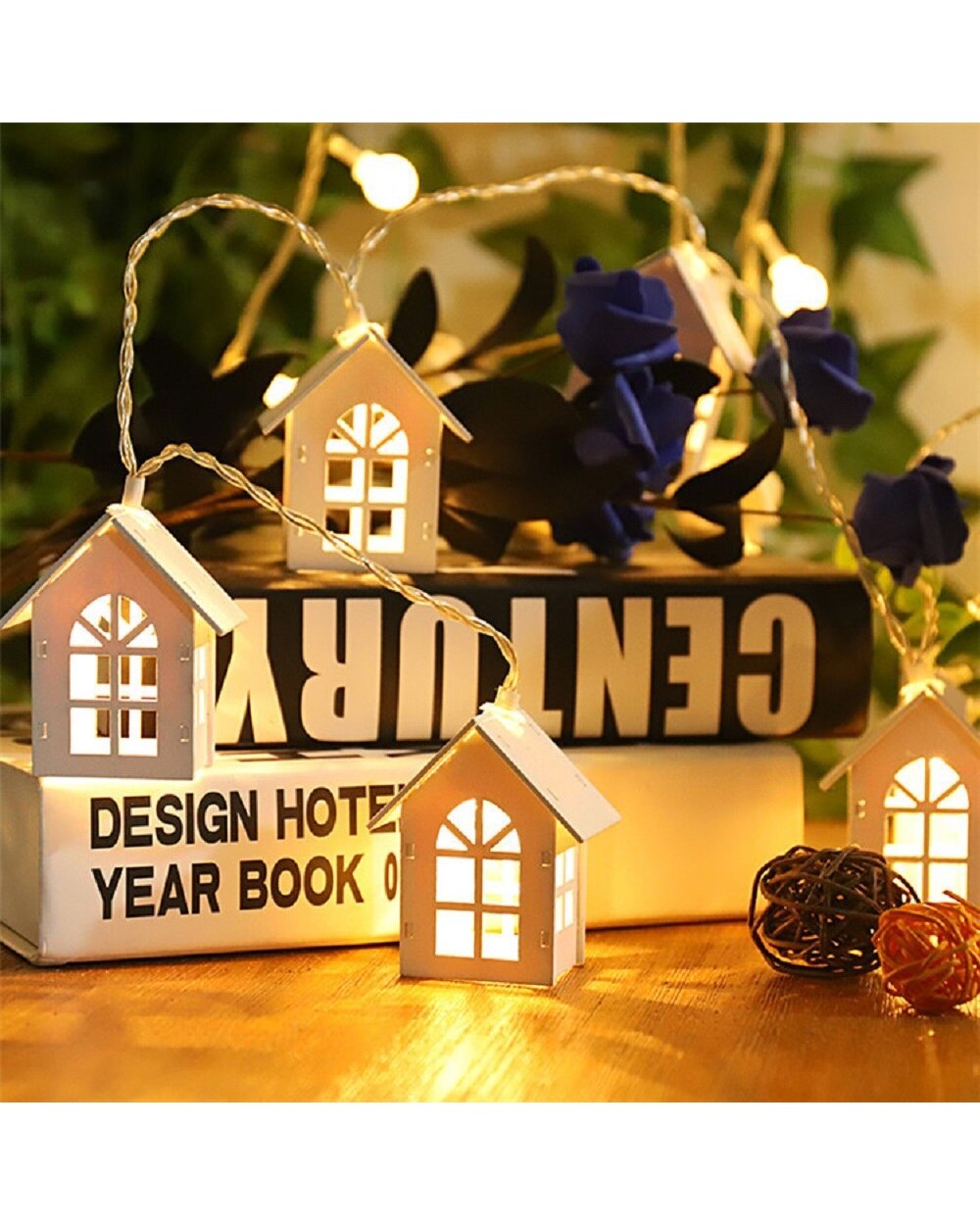 2M 10 LED Christmas Tree House Style Fairy Light String Heart Shaped Wedding Natal Garland Christmas Home Decorations front-5