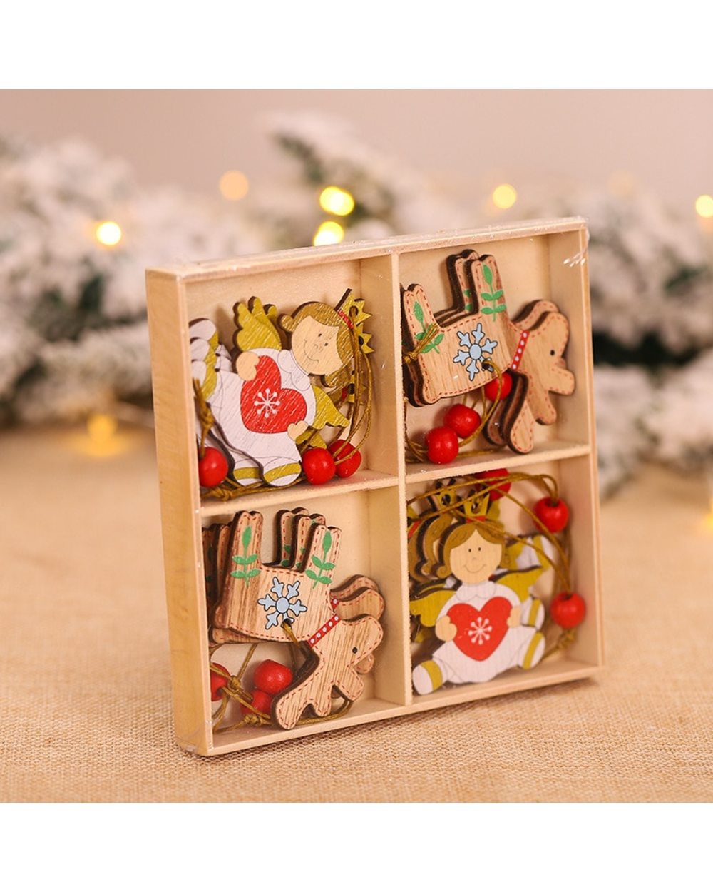 12Pcs Navidad 2021 Christmas Tree Decorations New Year 2022 Craft Wooden Ornaments Christmas Decorations Xmas Noel Gift front-0