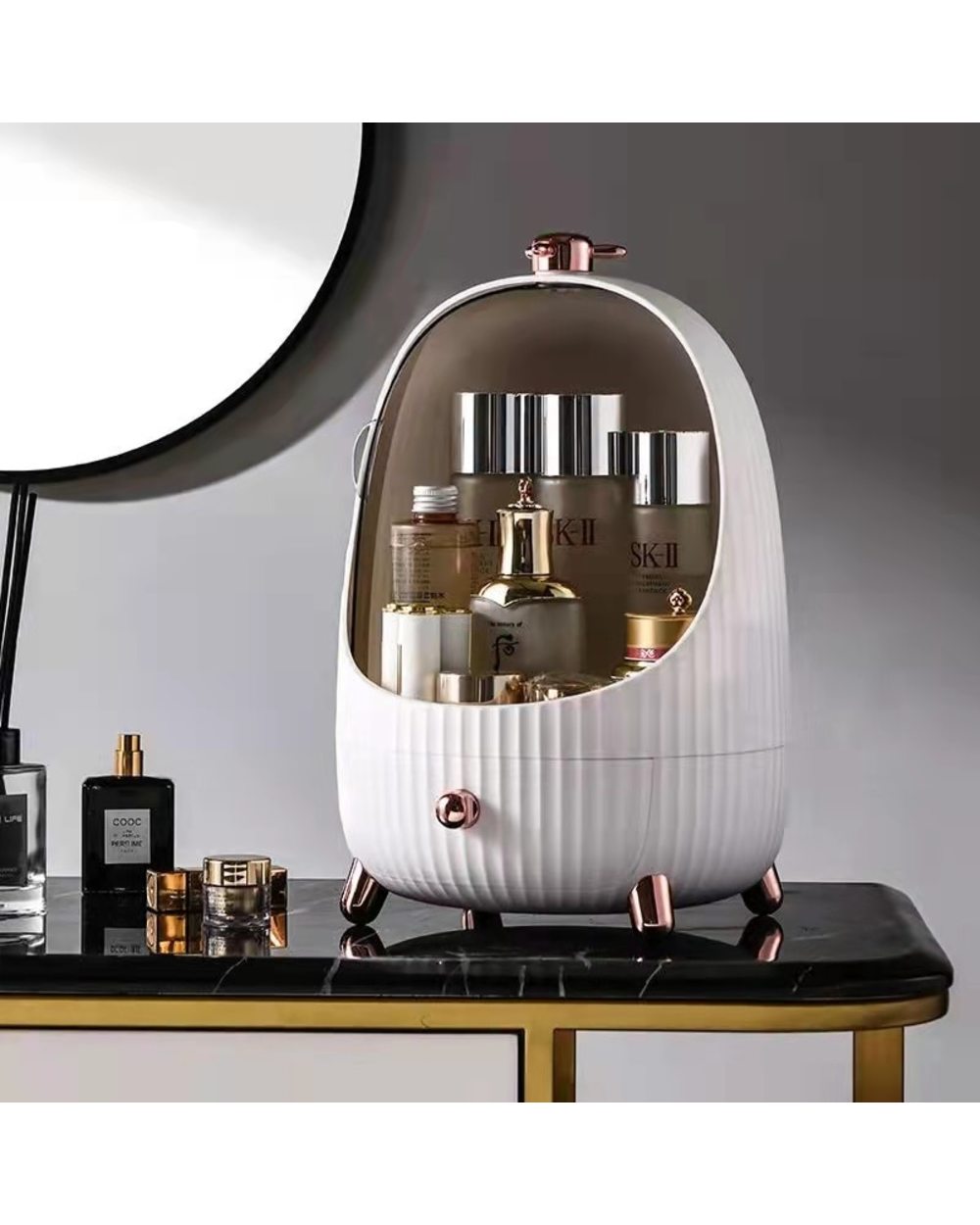 LED Light Egg Cosmetic Storage Makeup Organizer Box front-5