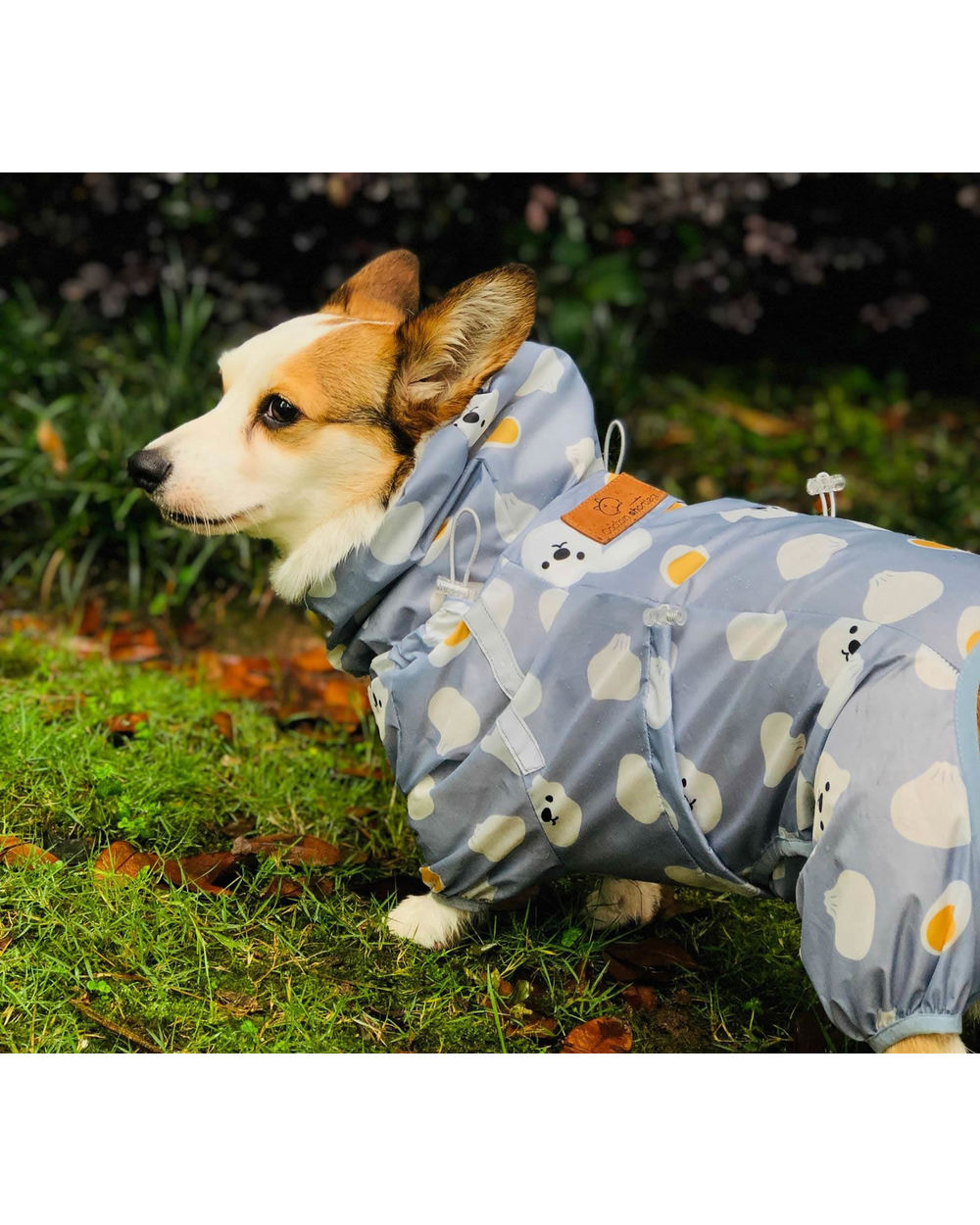 Welsh Corgi Dog Raincoat Jumpsuit Pet Clothing Waterproof Dog Clothes Golden Retriever Rain Jacket front-3
