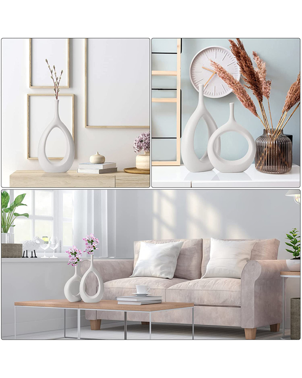 Nordic Circular Hollow Ceramic Vase Donuts Flower Pot Home Decoration Flower Vases Office Desktop Living Room Art Ornts front-1