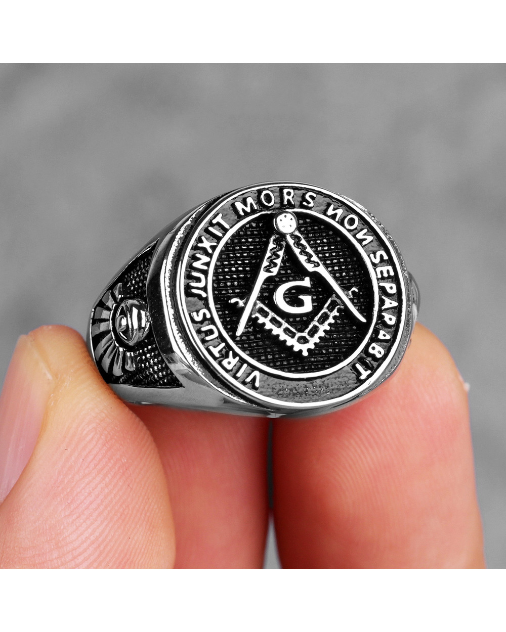 Freemasonry Skull Stainless Steel Masonic Rings front-0