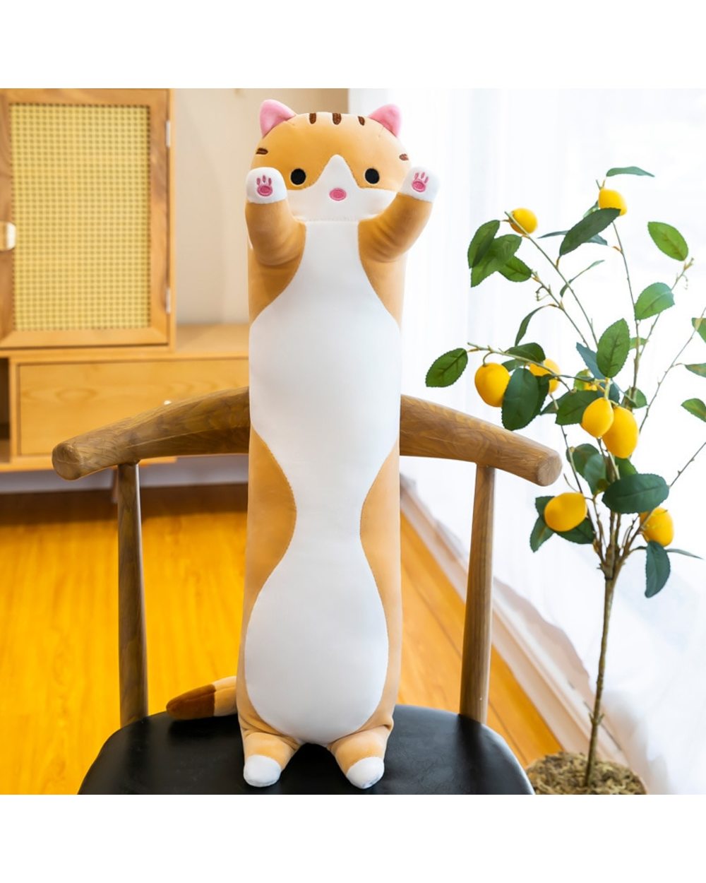 Mainecoon cat plush long pillow soft sleep toy kawaii large animals stuffed toys for girls birthday gift front-4