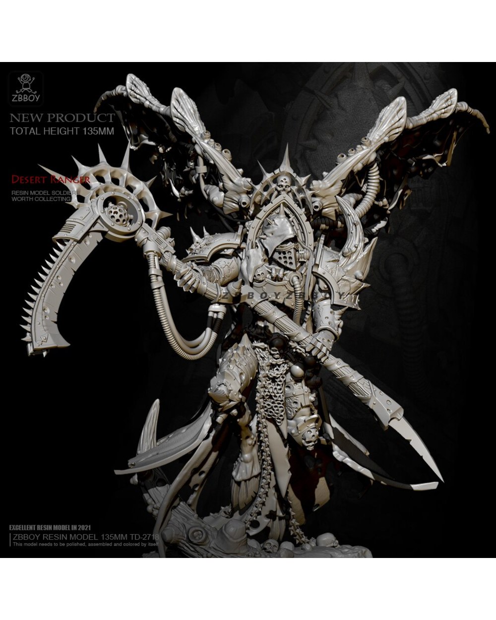 H135mm Resin model kits DIY figure self assembled TD 2718 front-1