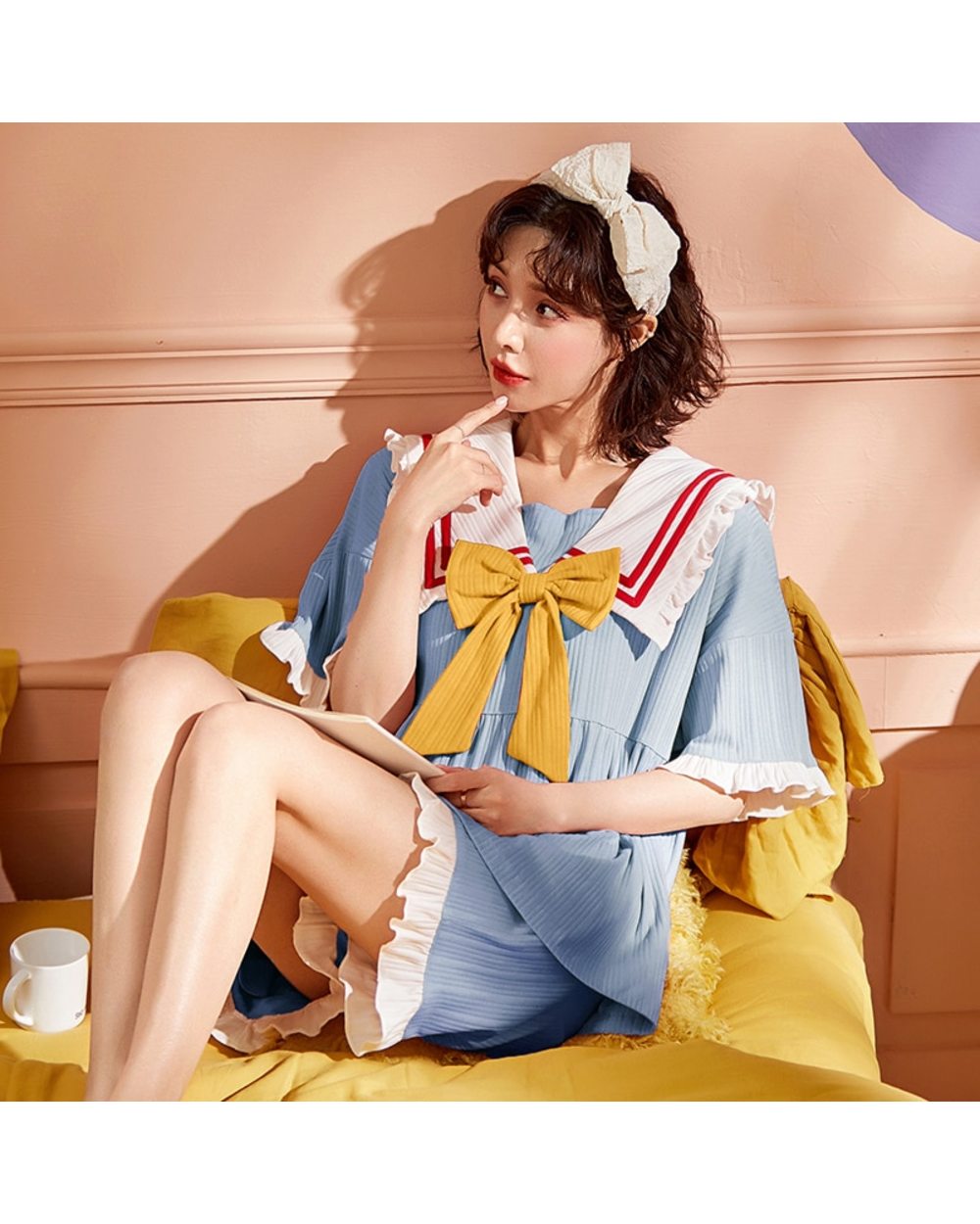 Cute Women Pajamas Sets Spring And Summer Cotton Sleepwear Cute Plus Size Pijamas Female Homewear tspidy front-4