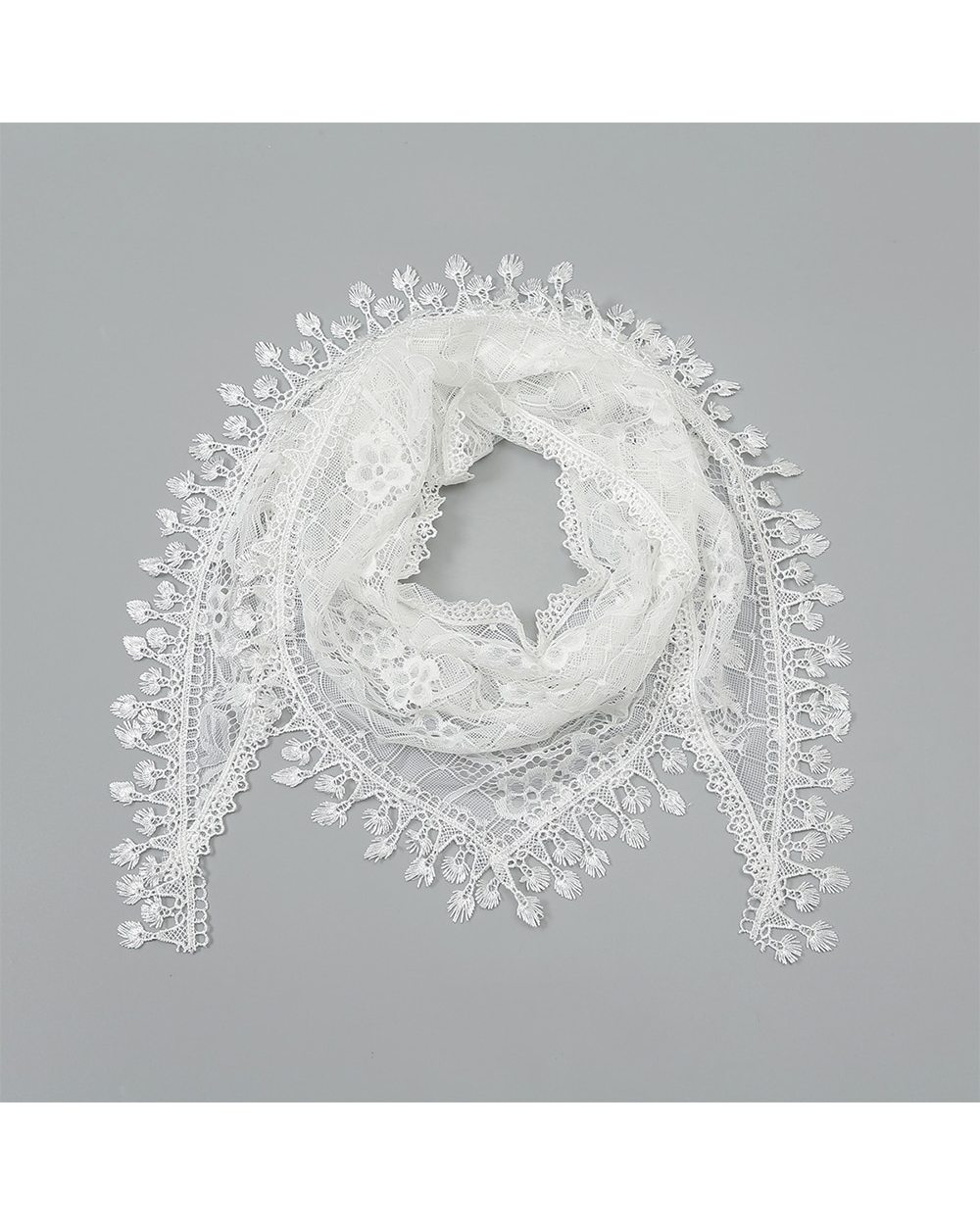 Fashion Church Shawl Lace Veil Polyester Scarf Bandana Church Prayer Wedding Mantilla Chapel White Embroidered Hijab Wo front-5