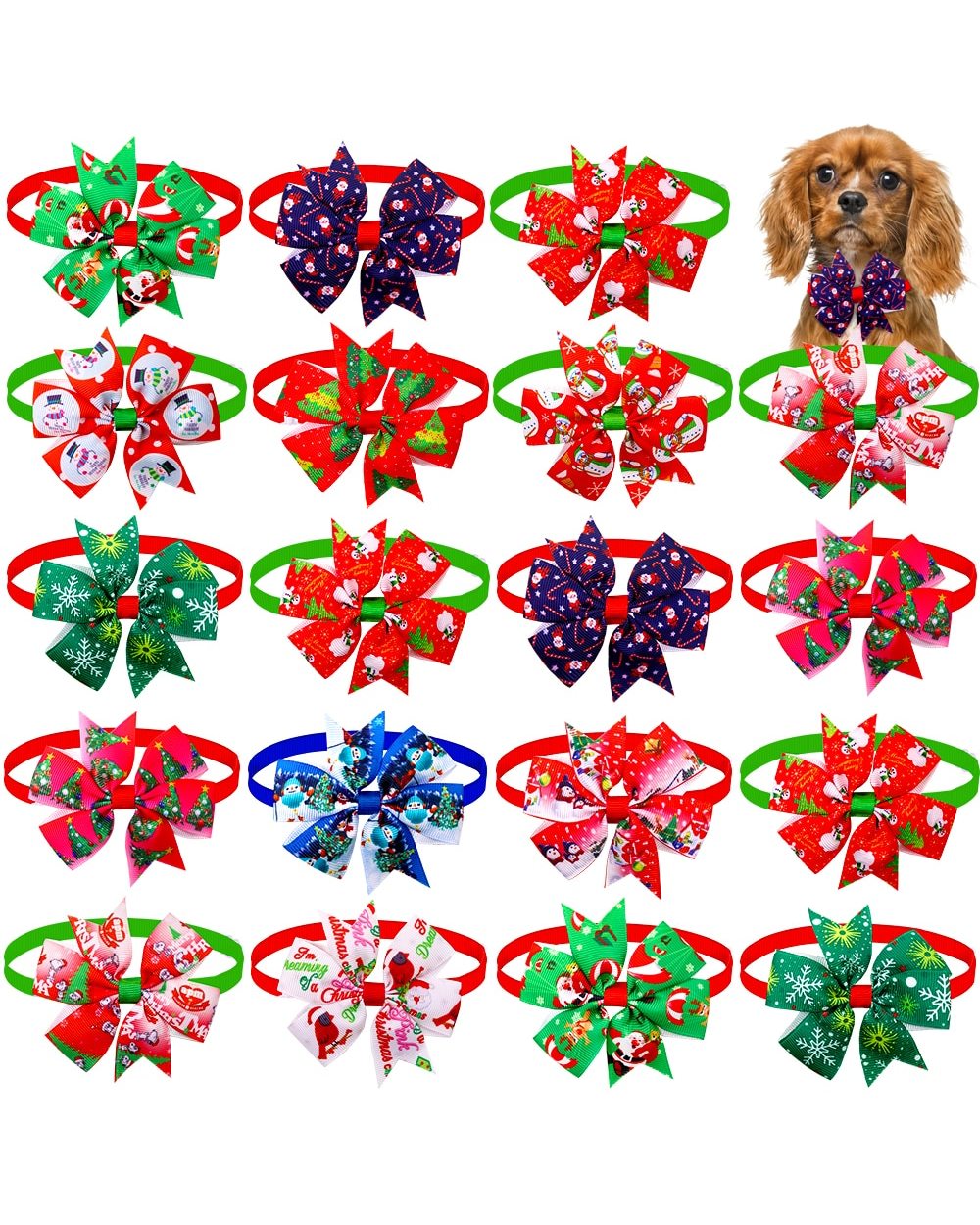 100pcs Dog Christmas Accessories Dog Bow Tie Pet Dog Cat Xmas Bowties Neckties Small Dog Holiday Grooming Accessores front-0