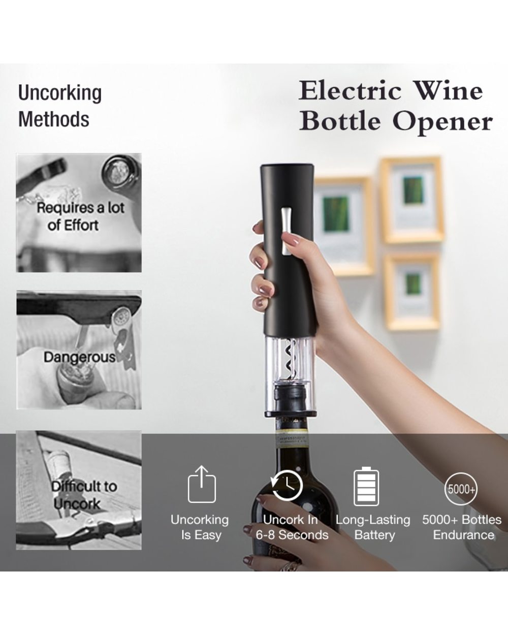 Automatic Bottle Opener Wine Opener Electric Red Wine Opener Foil Cutter Rechargeable front-1
