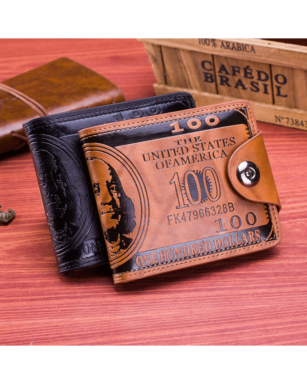 Wallet Pressure Change Magnetic Buckle Wallet Double Line Hundred Dollar Bill Wallet front-0