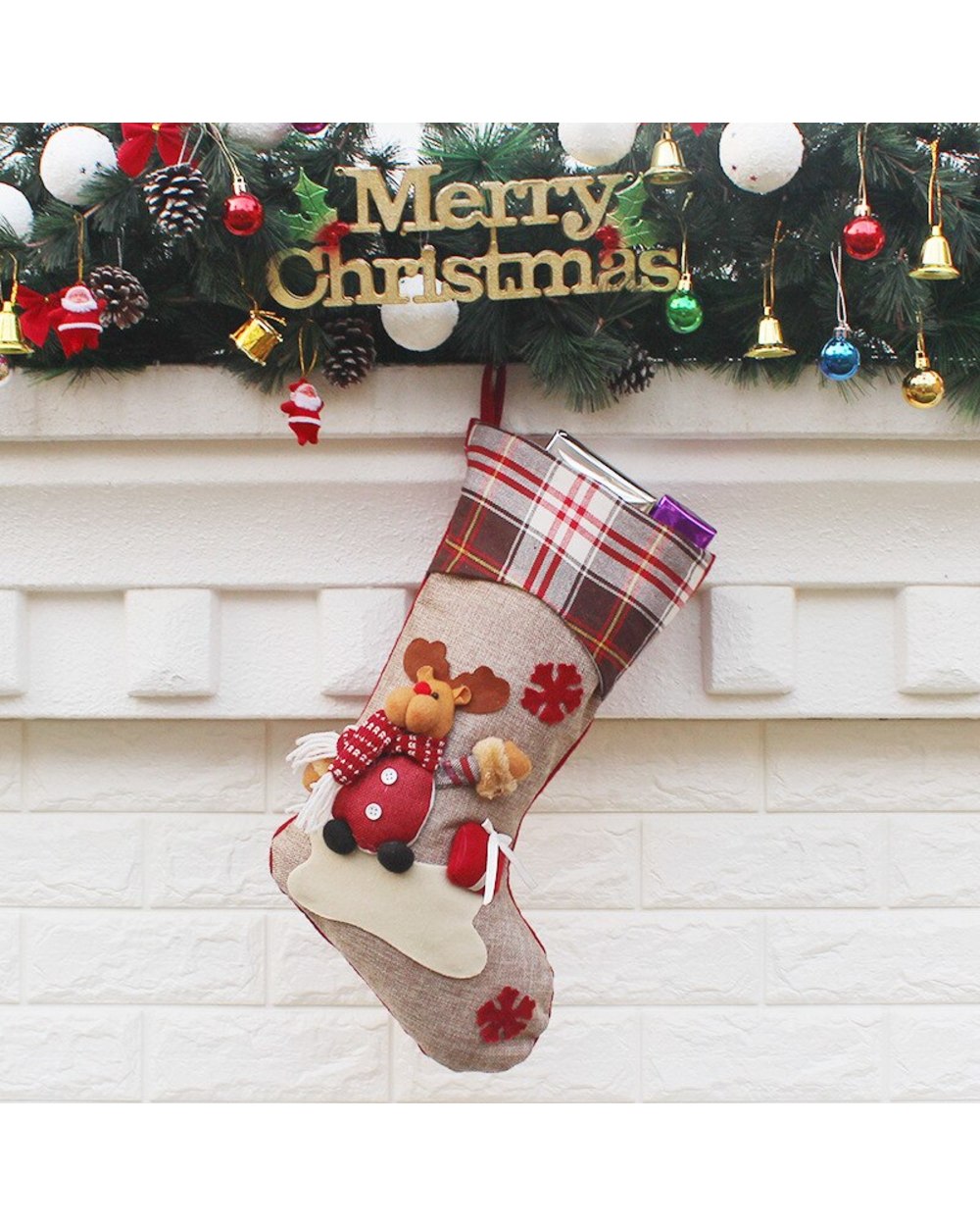 2022 New Santa Elk Christmas Hanging Ornaments Gift Socks For Children Fireplace Tree Christmas Decoration Supplies front-4