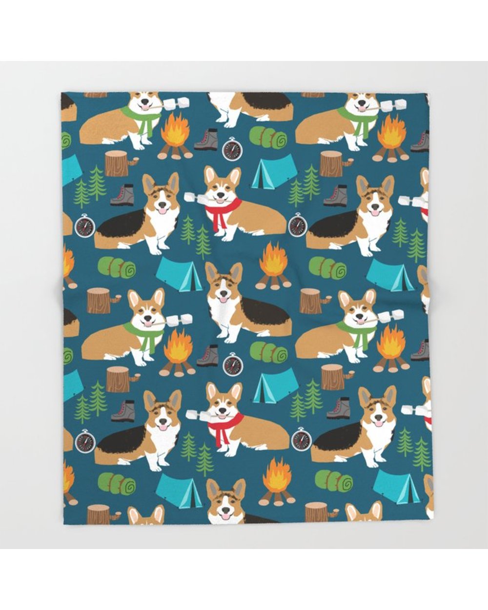 Nature Dog Corgi Pet Cartoon Flannel Blanket Winter Bedspread Soft Warm Throw Blankets for Bed Sofa front-0
