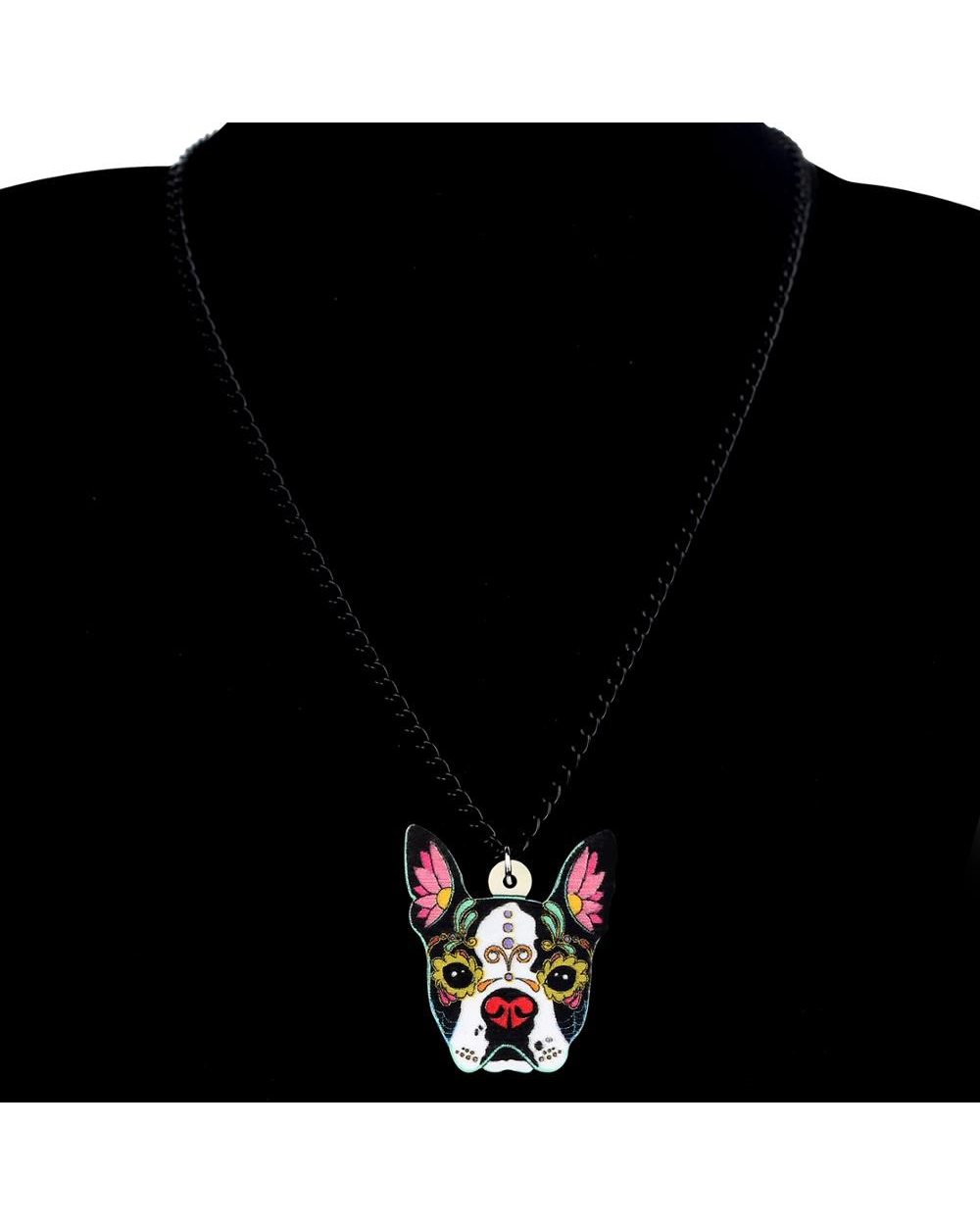 French Bulldog Dog Necklace Animal Pets Collar Pendant Jewelry For Women Teens Gift Accessories front-4