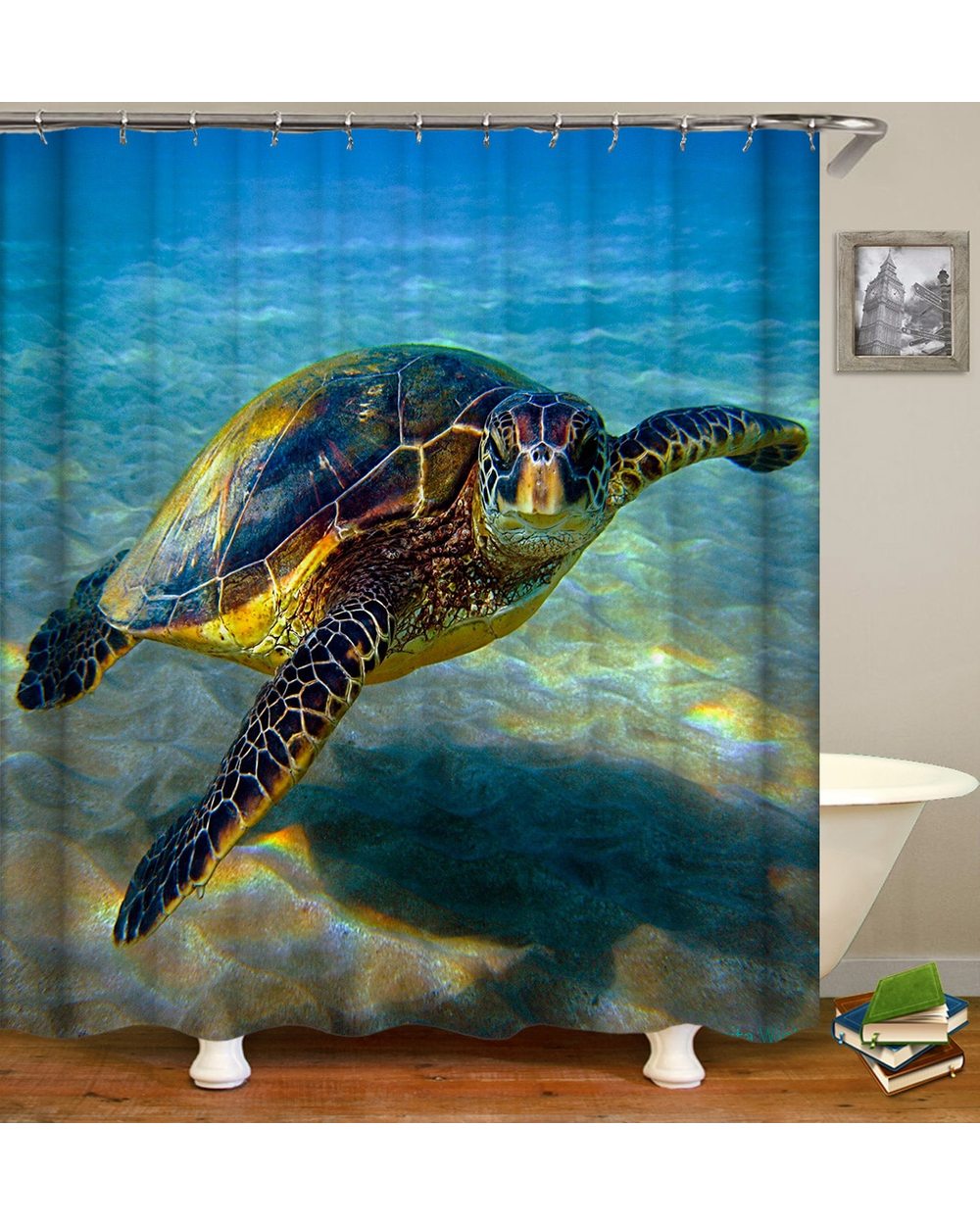Sea Turtle Waterproof Shower Curtain Octopus Home Bathroom Curtains with Hooks Polyester Fabric Bath Curtain Or mat front-4