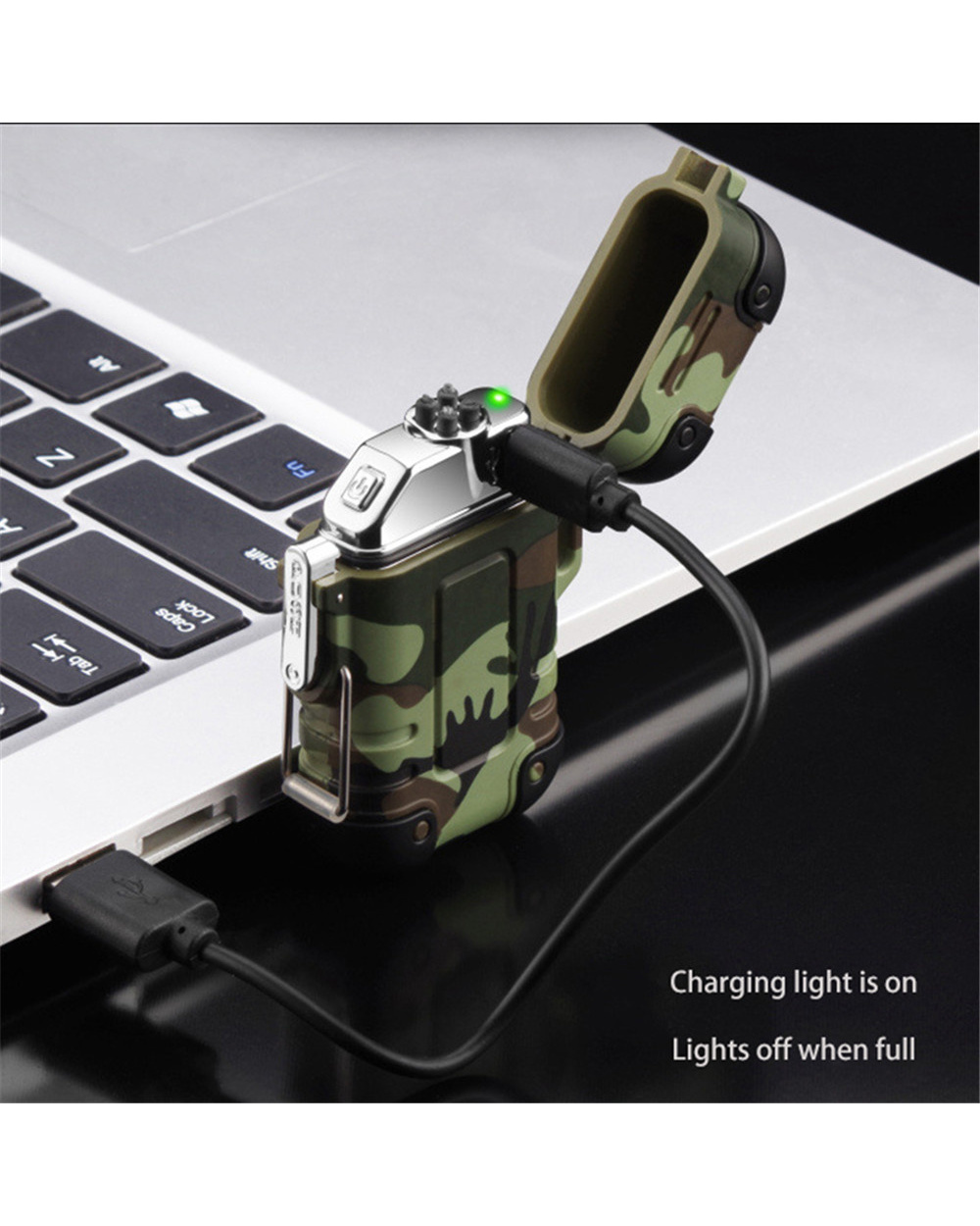 Outdoor Waterproof Electronic Lighter Portable Usb Charging Plasma Dual Arc Igniter Smoking Accries Camping Tools front-3