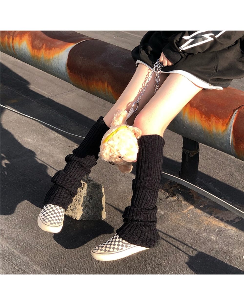 Leg Warmer Japanese Sweet Girl Knit Socks Wool Ball Knitted Foot Cover Cosplay Women Autumn Winter Punk Socks front-0